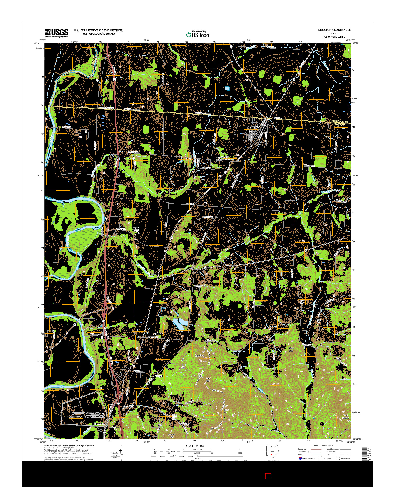 USGS US TOPO 7.5-MINUTE MAP FOR KINGSTON, OH 2016