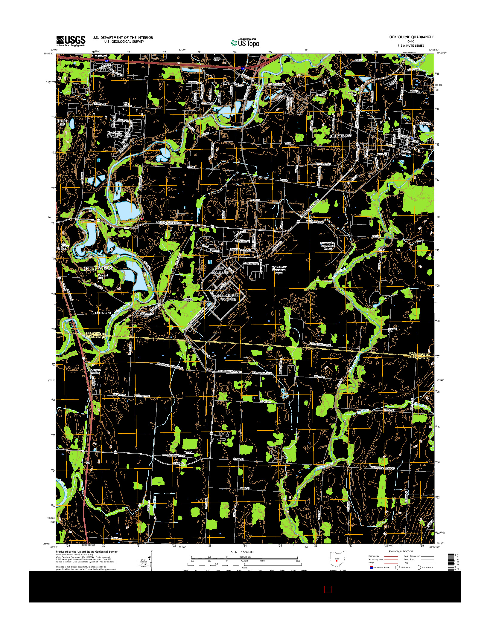 USGS US TOPO 7.5-MINUTE MAP FOR LOCKBOURNE, OH 2016