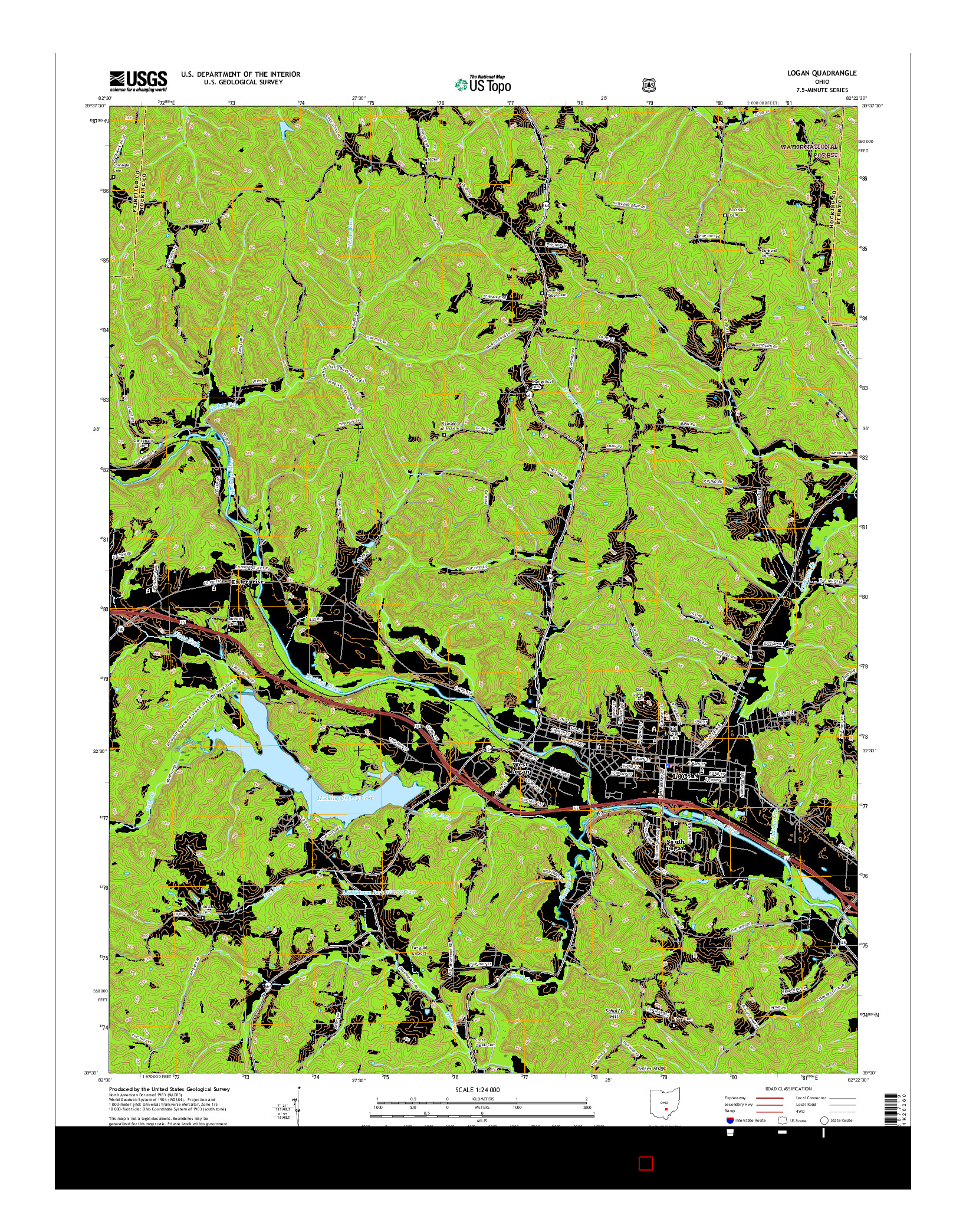 USGS US TOPO 7.5-MINUTE MAP FOR LOGAN, OH 2016
