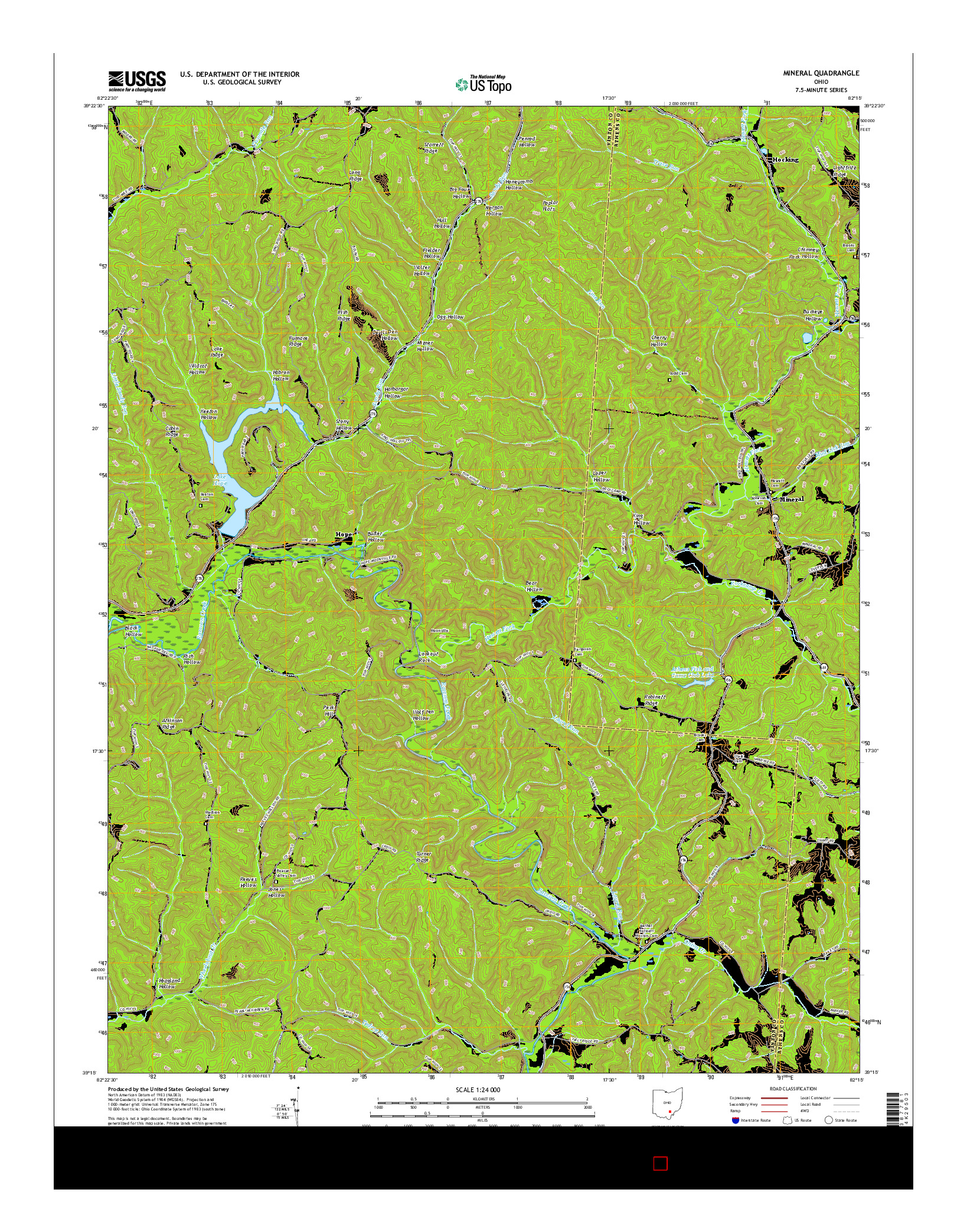 USGS US TOPO 7.5-MINUTE MAP FOR MINERAL, OH 2016