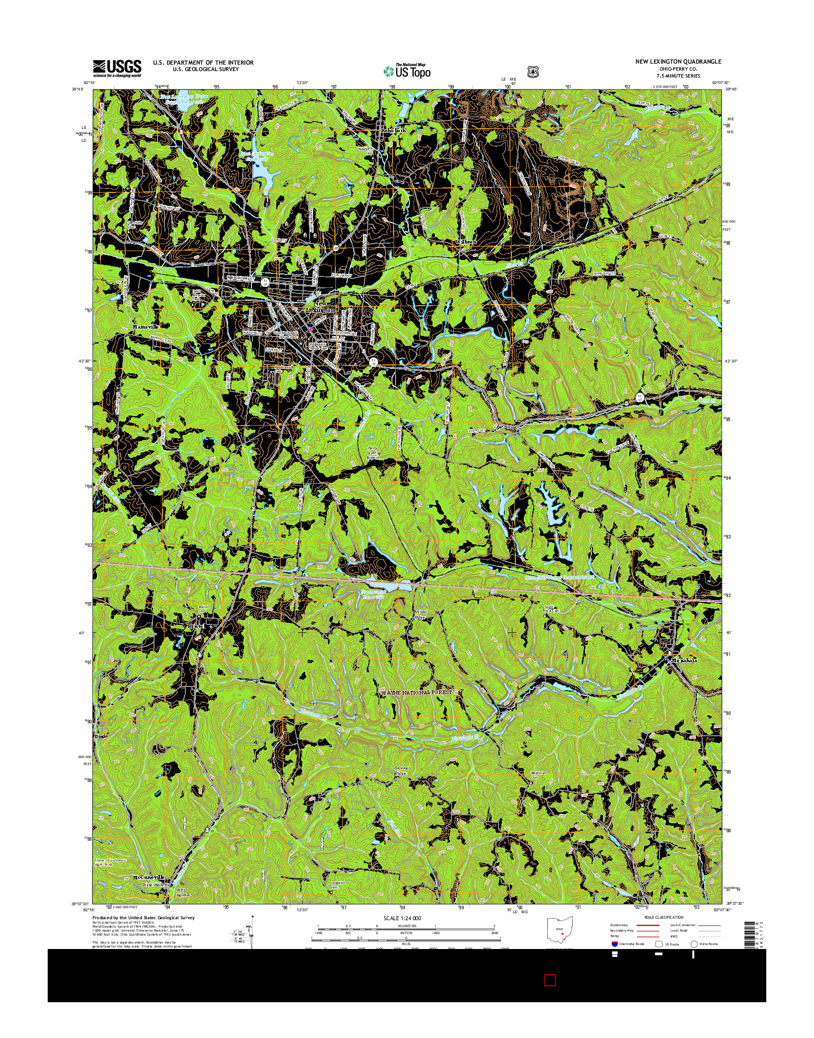 USGS US TOPO 7.5-MINUTE MAP FOR NEW LEXINGTON, OH 2016