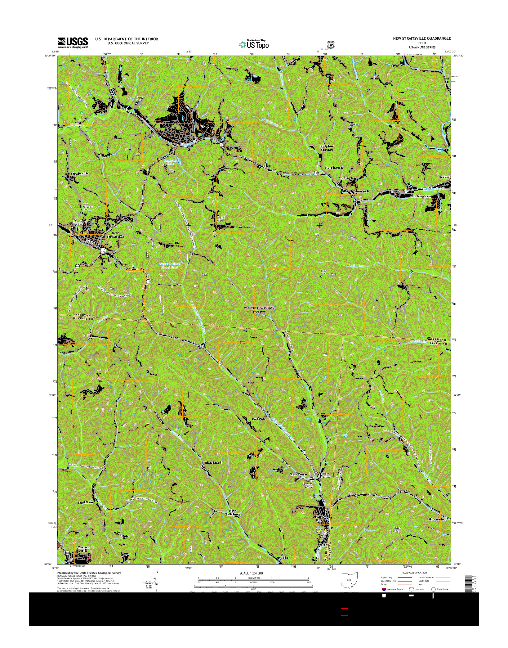 USGS US TOPO 7.5-MINUTE MAP FOR NEW STRAITSVILLE, OH 2016