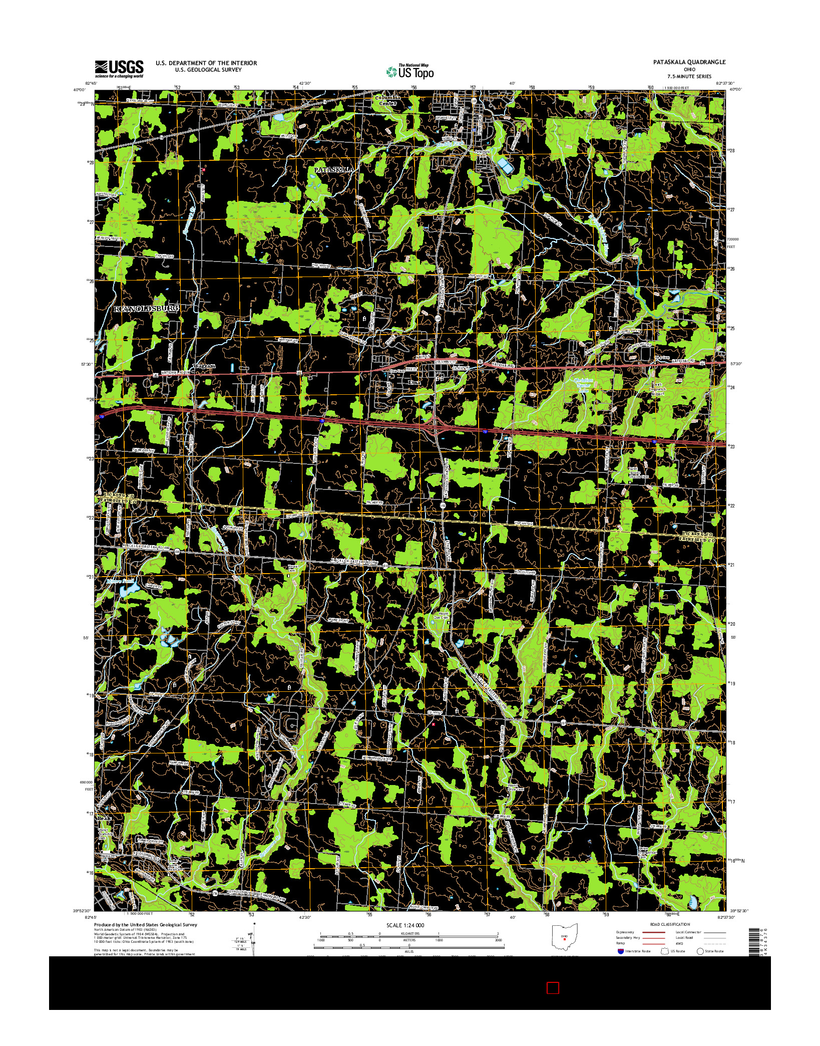 USGS US TOPO 7.5-MINUTE MAP FOR PATASKALA, OH 2016