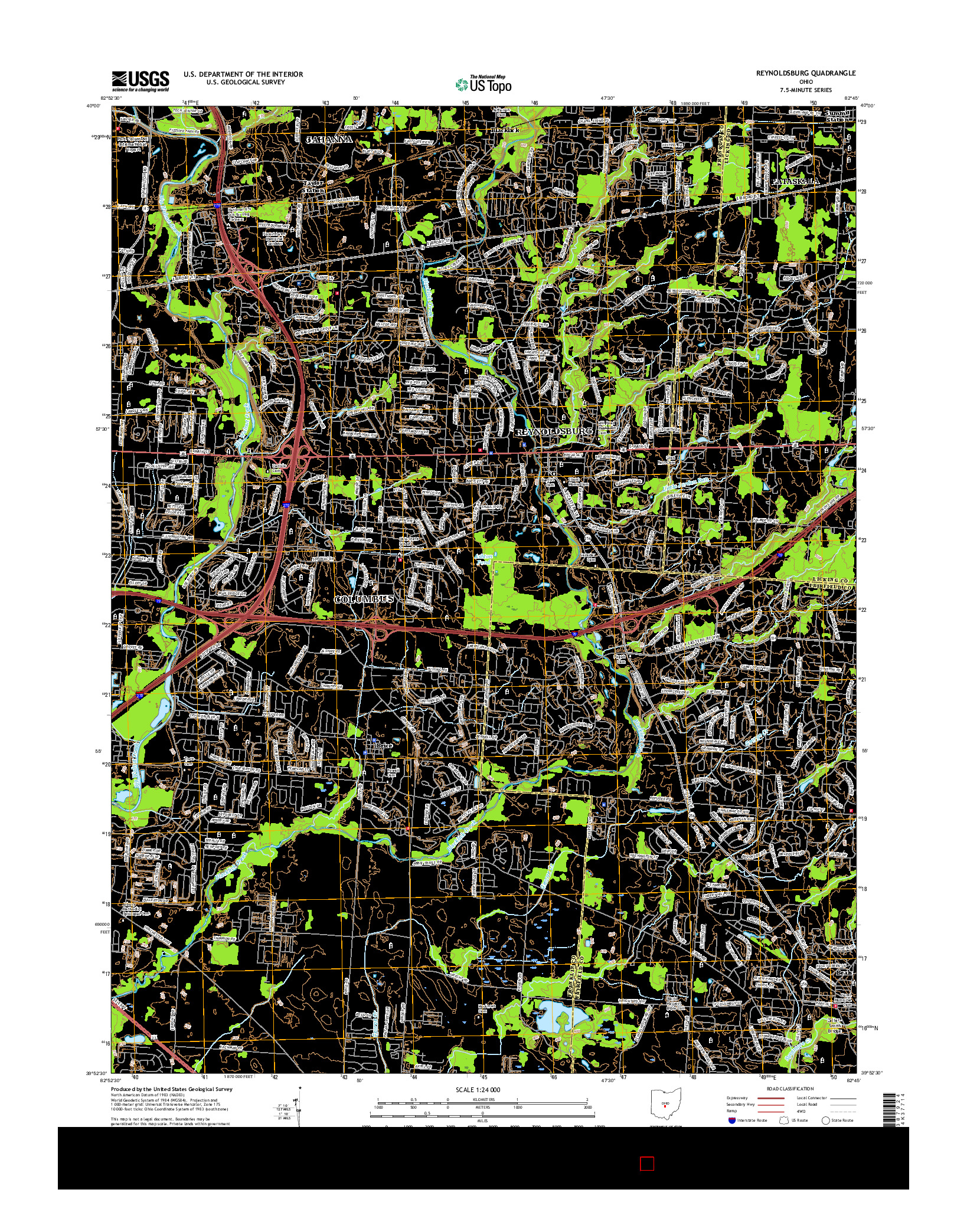 USGS US TOPO 7.5-MINUTE MAP FOR REYNOLDSBURG, OH 2016