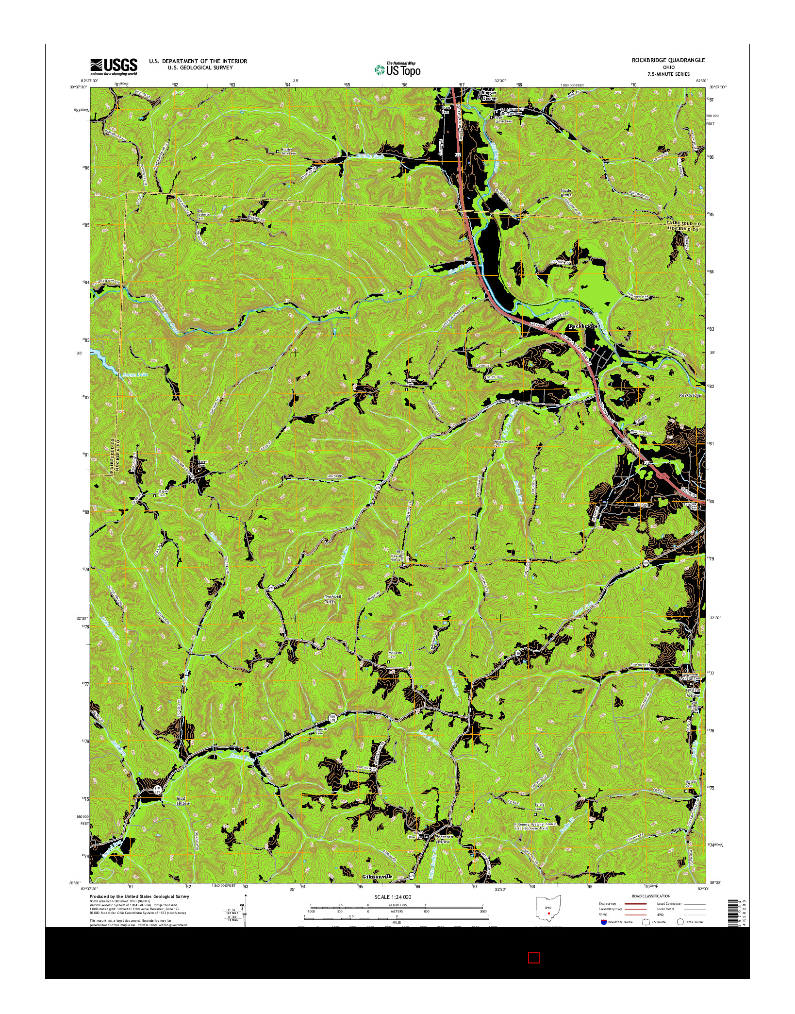USGS US TOPO 7.5-MINUTE MAP FOR ROCKBRIDGE, OH 2016