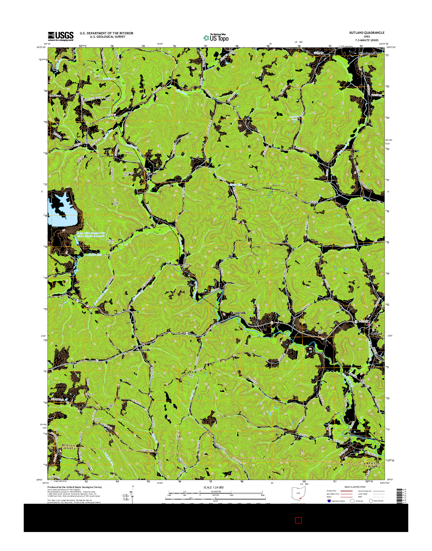 USGS US TOPO 7.5-MINUTE MAP FOR RUTLAND, OH 2016