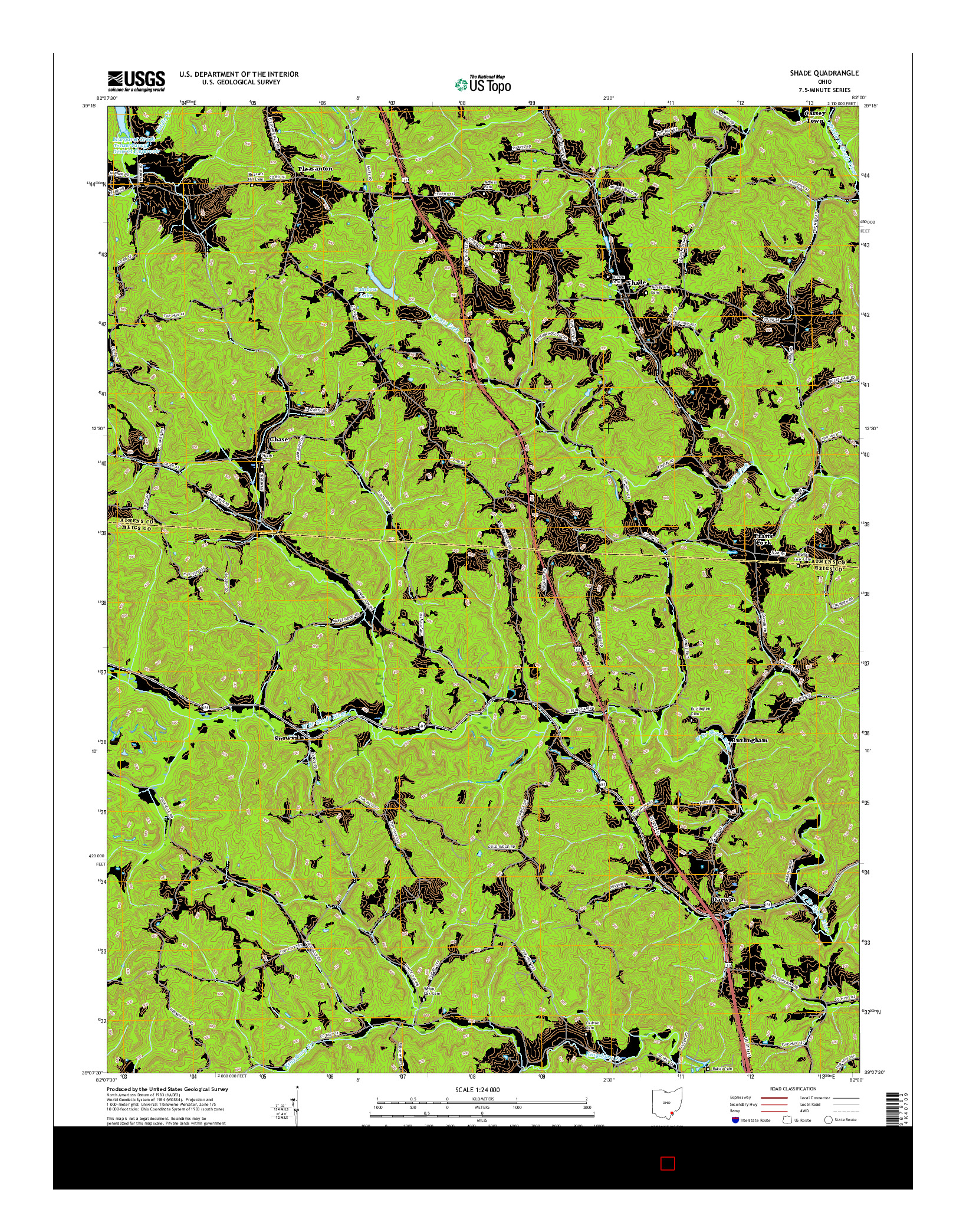 USGS US TOPO 7.5-MINUTE MAP FOR SHADE, OH 2016
