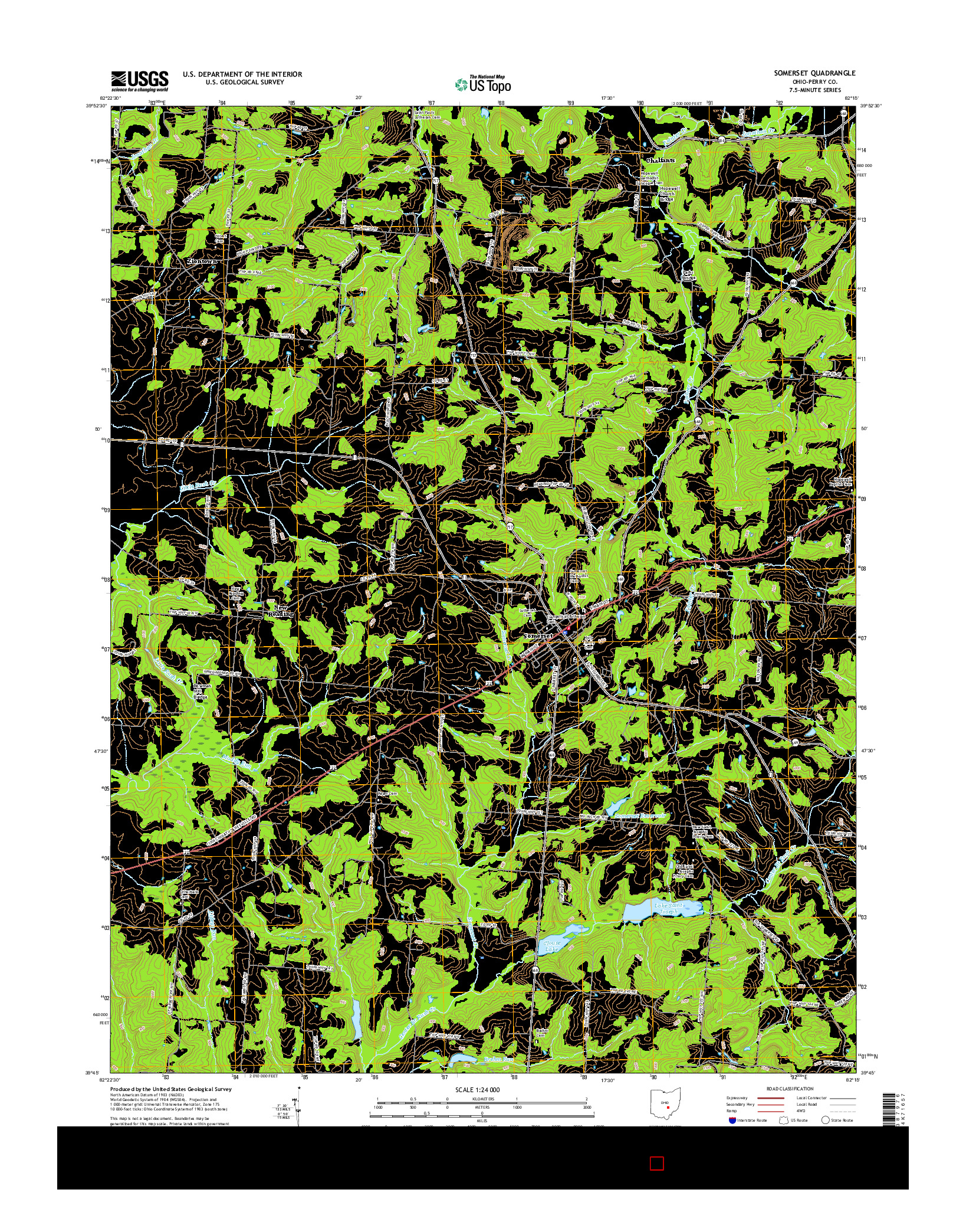 USGS US TOPO 7.5-MINUTE MAP FOR SOMERSET, OH 2016