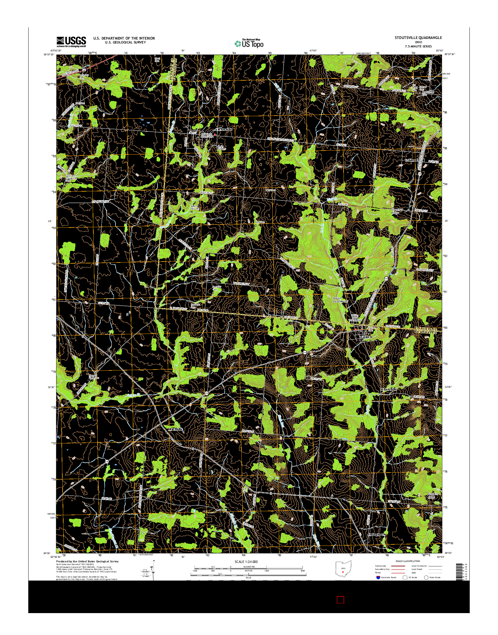 USGS US TOPO 7.5-MINUTE MAP FOR STOUTSVILLE, OH 2016