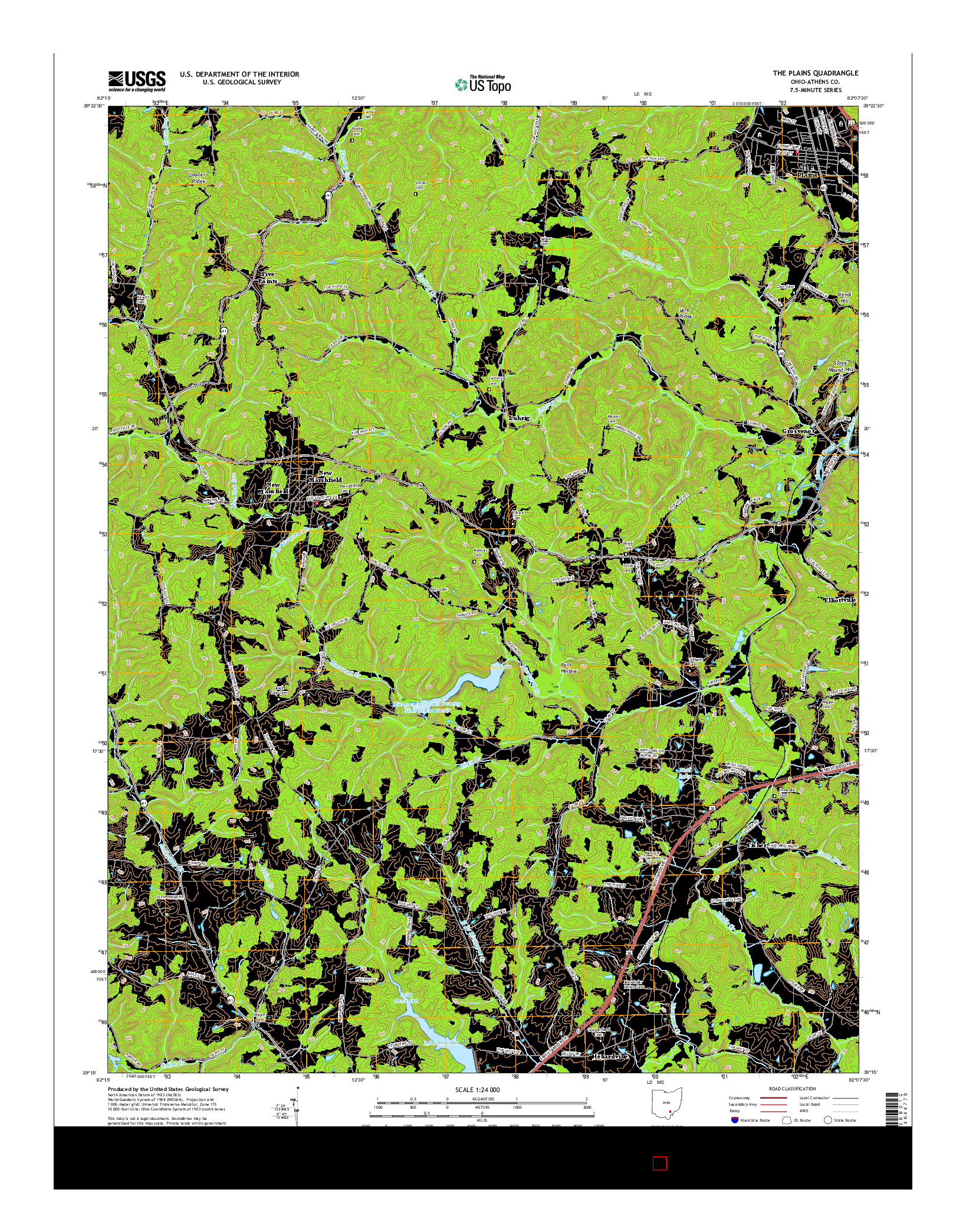 USGS US TOPO 7.5-MINUTE MAP FOR THE PLAINS, OH 2016