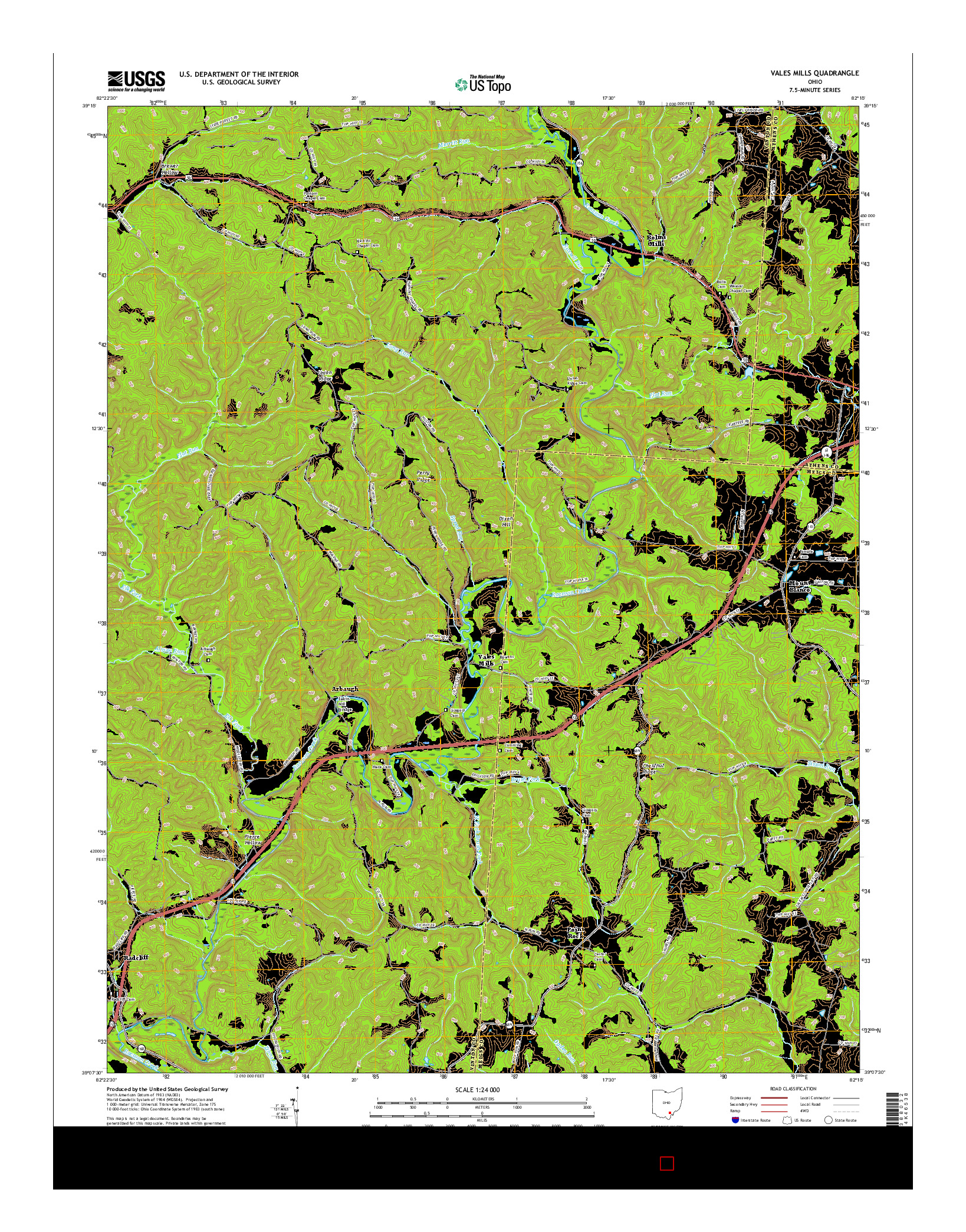 USGS US TOPO 7.5-MINUTE MAP FOR VALES MILLS, OH 2016