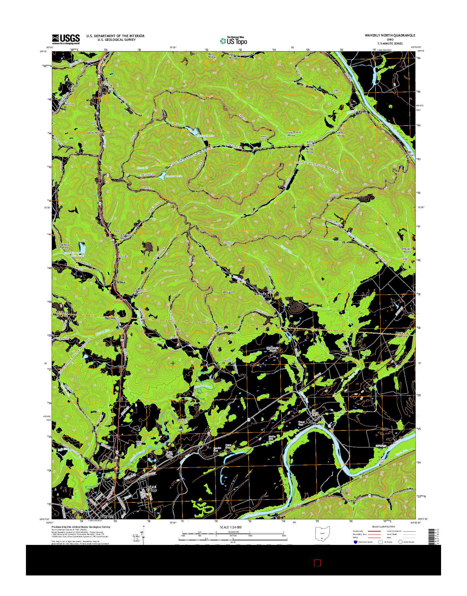 USGS US TOPO 7.5-MINUTE MAP FOR WAVERLY NORTH, OH 2016