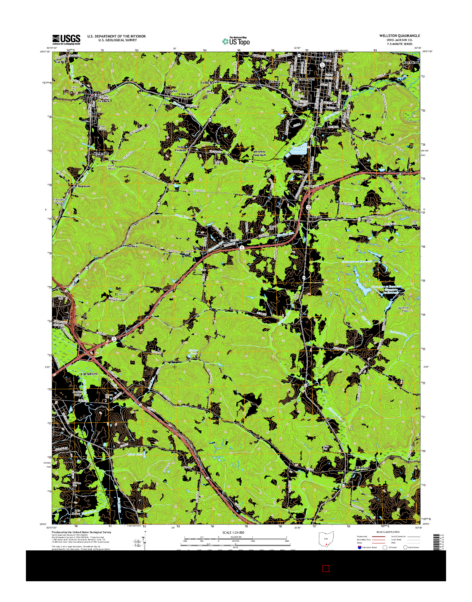USGS US TOPO 7.5-MINUTE MAP FOR WELLSTON, OH 2016
