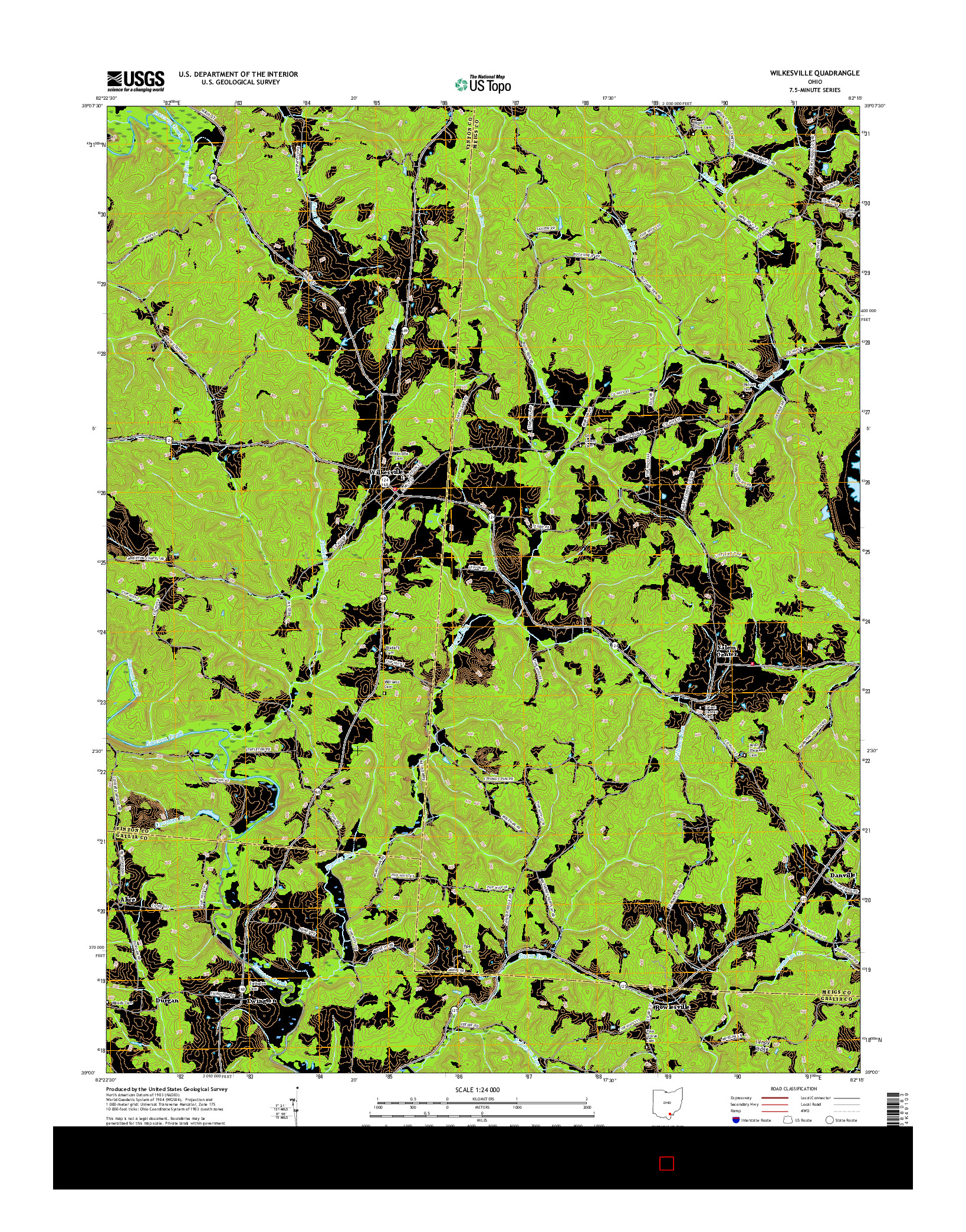 USGS US TOPO 7.5-MINUTE MAP FOR WILKESVILLE, OH 2016