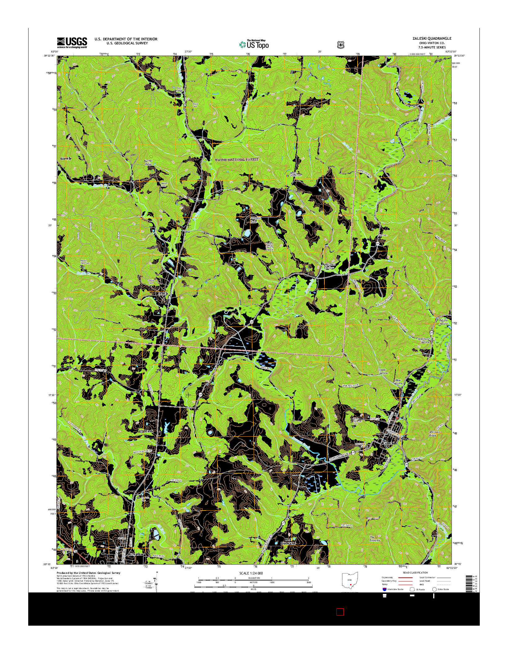 USGS US TOPO 7.5-MINUTE MAP FOR ZALESKI, OH 2016