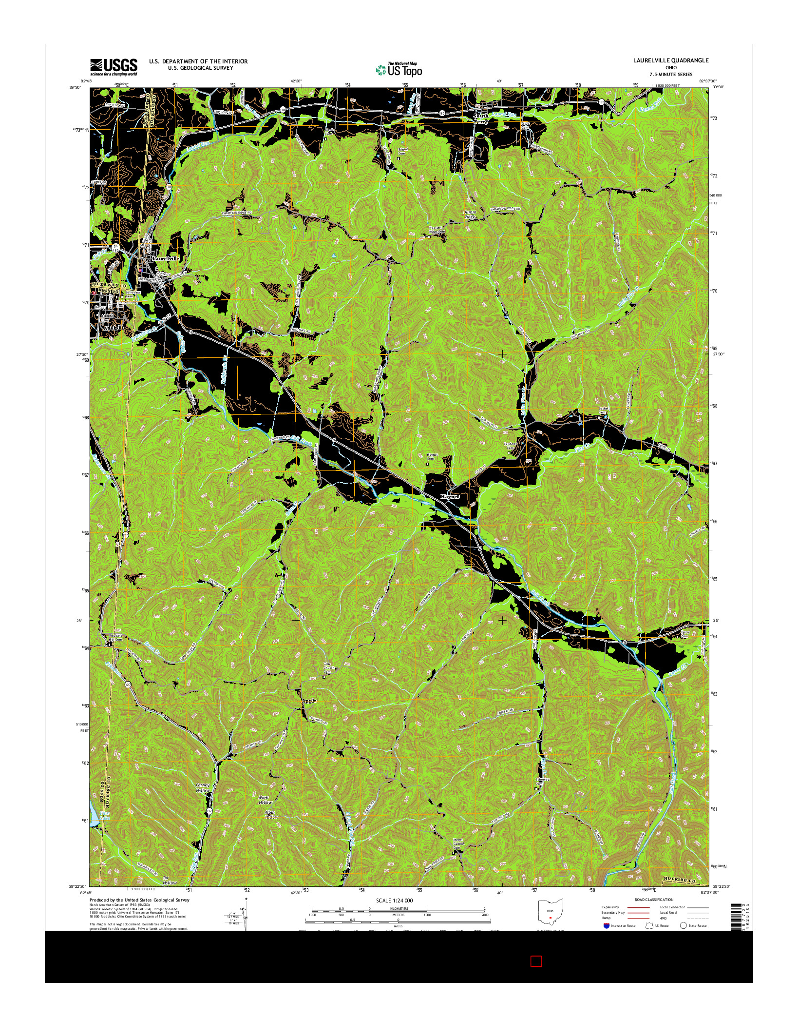 USGS US TOPO 7.5-MINUTE MAP FOR LAURELVILLE, OH 2016