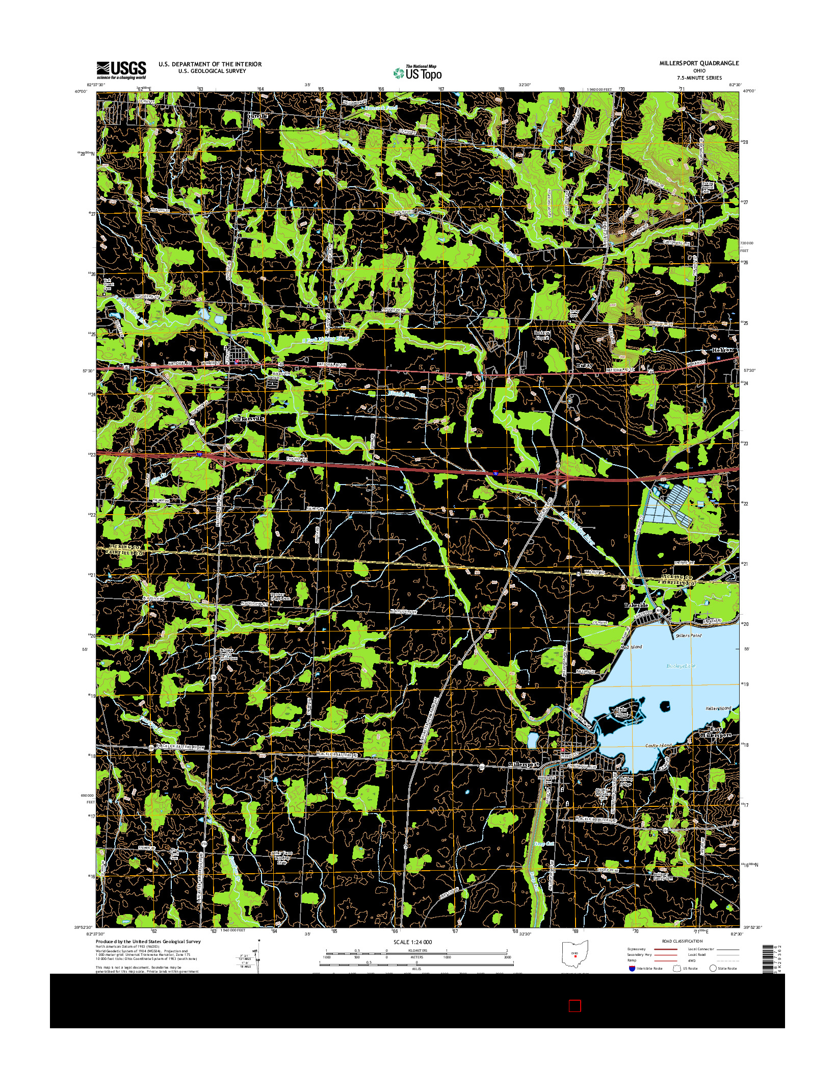 USGS US TOPO 7.5-MINUTE MAP FOR MILLERSPORT, OH 2016