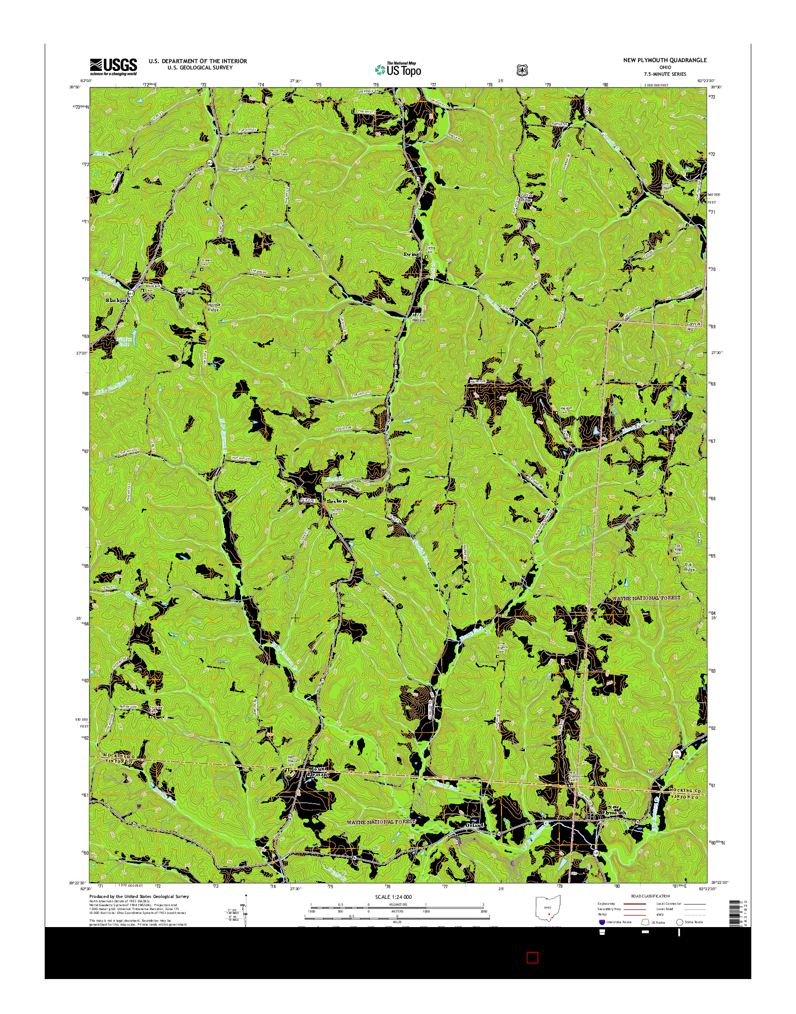 USGS US TOPO 7.5-MINUTE MAP FOR NEW PLYMOUTH, OH 2016