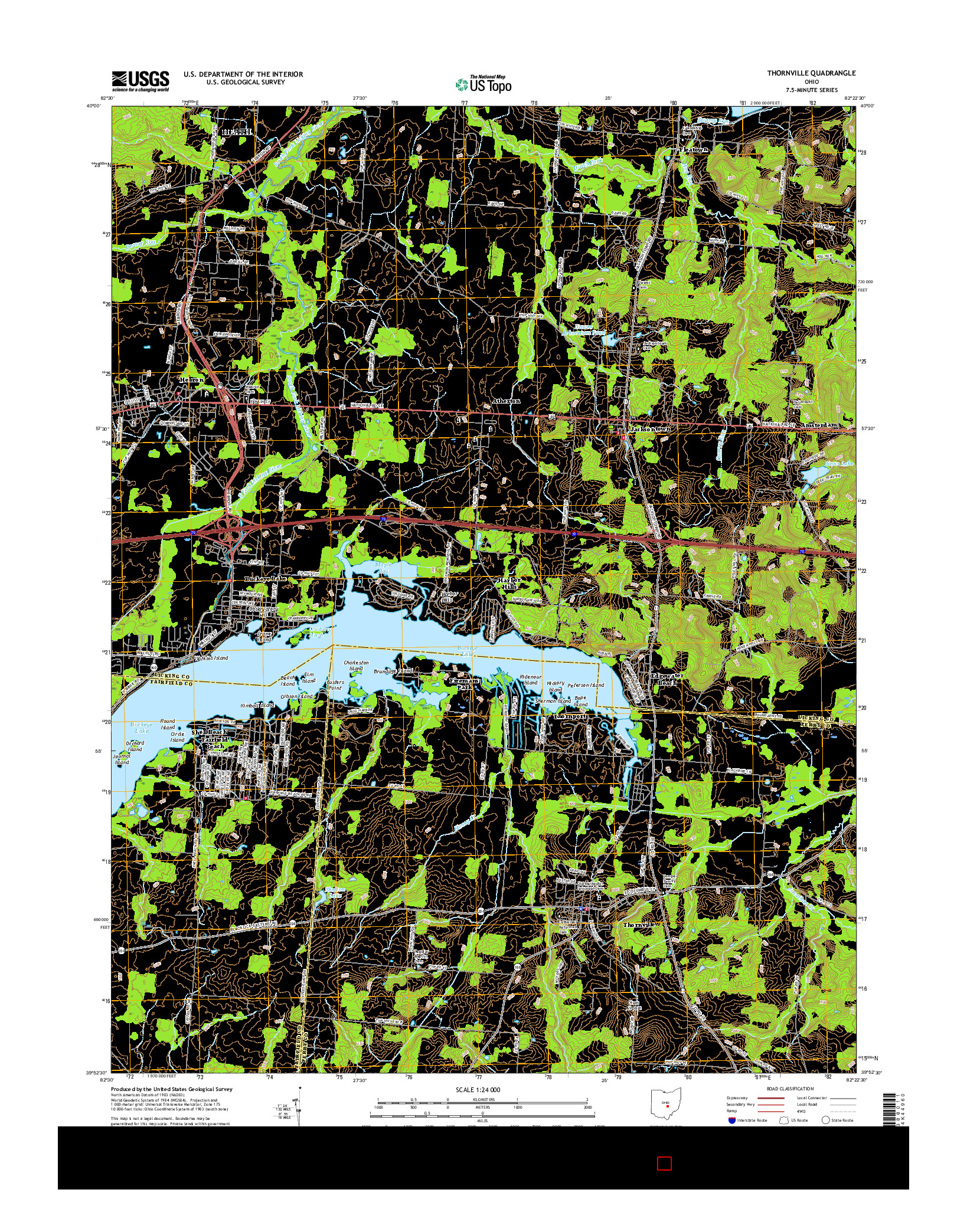 USGS US TOPO 7.5-MINUTE MAP FOR THORNVILLE, OH 2016