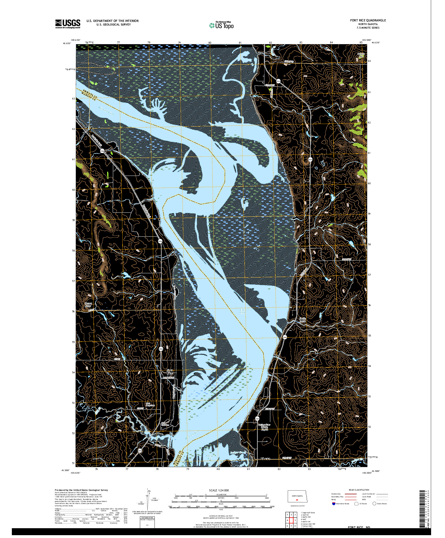 USGS US TOPO 7.5-MINUTE MAP FOR FORT RICE, ND 2017