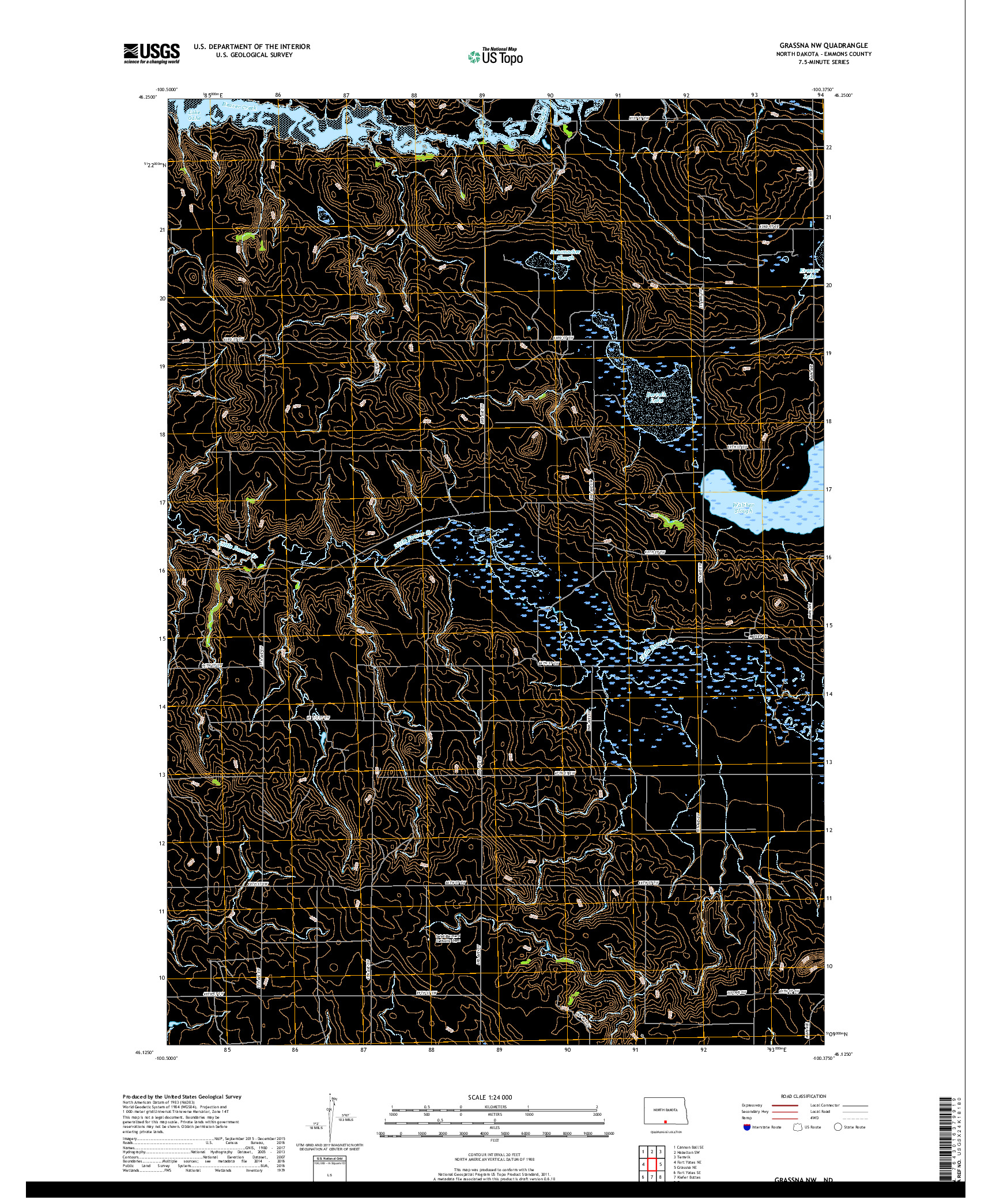 USGS US TOPO 7.5-MINUTE MAP FOR GRASSNA NW, ND 2017