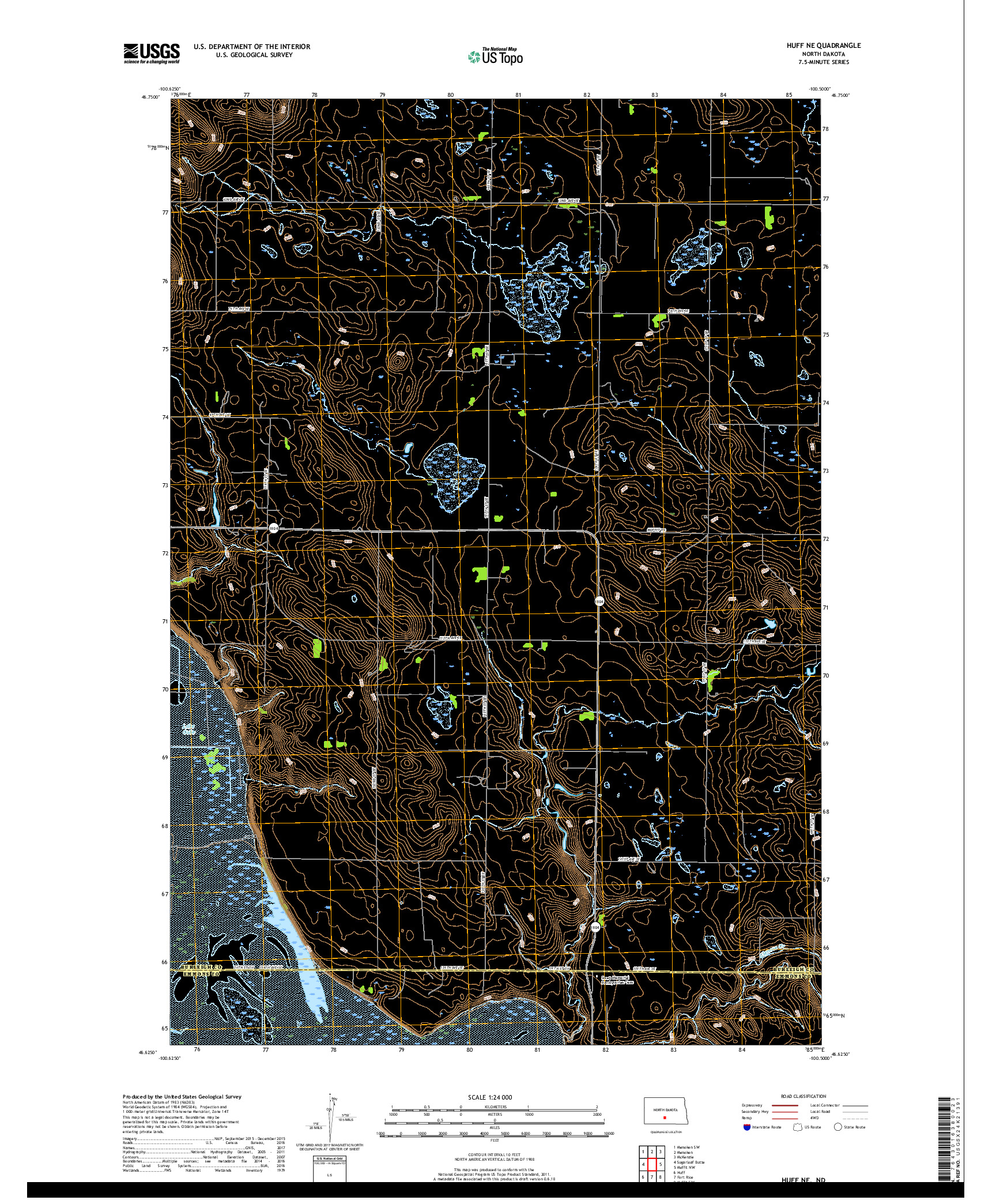 USGS US TOPO 7.5-MINUTE MAP FOR HUFF NE, ND 2017