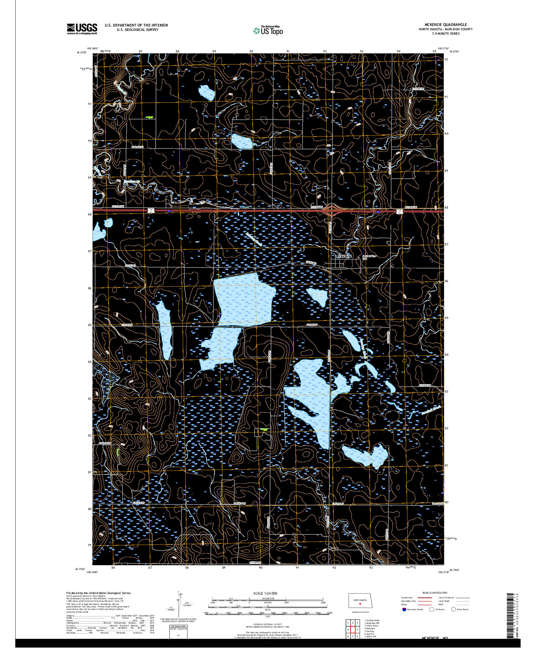 USGS US TOPO 7.5-MINUTE MAP FOR MCKENZIE, ND 2017