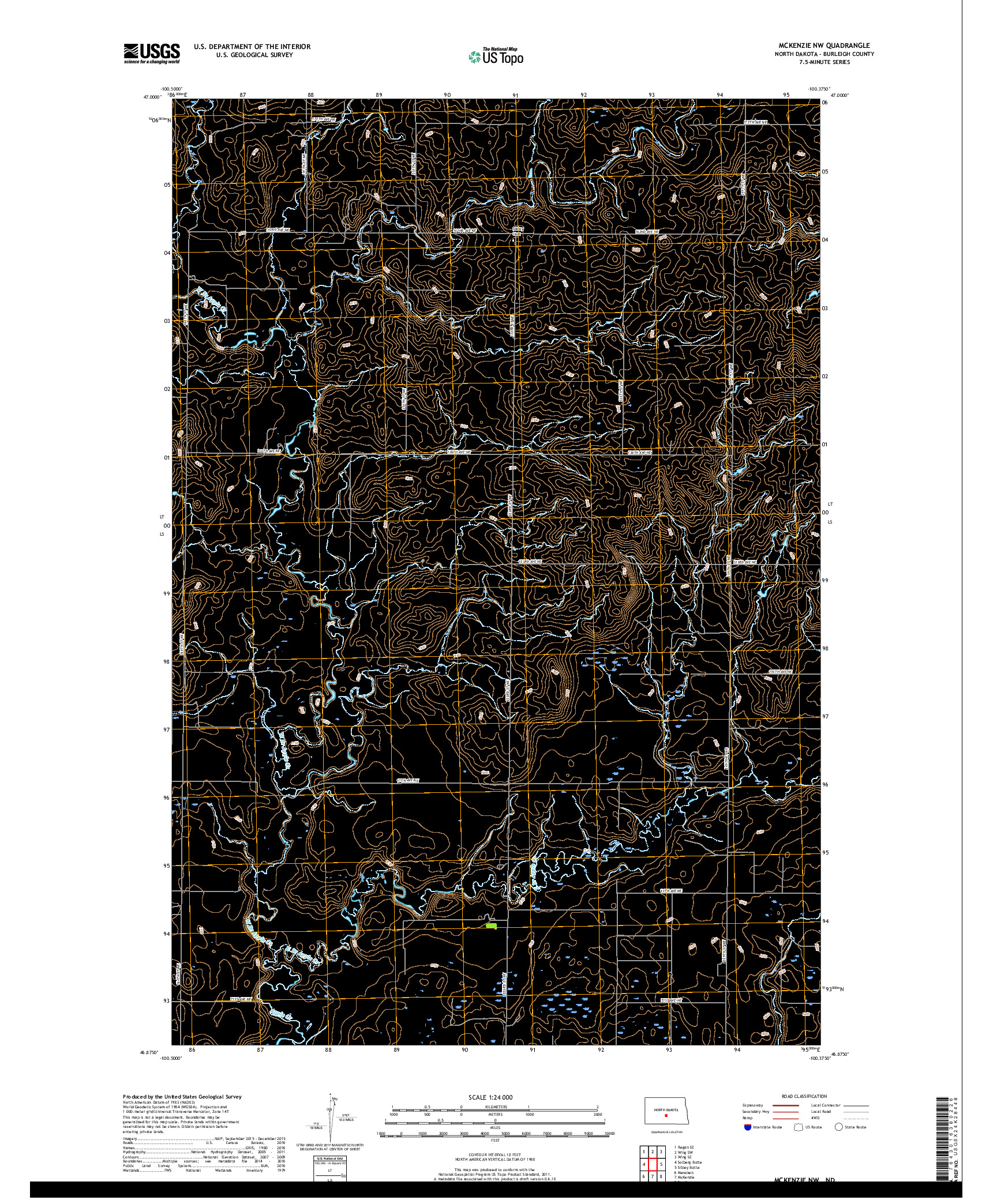 USGS US TOPO 7.5-MINUTE MAP FOR MCKENZIE NW, ND 2017