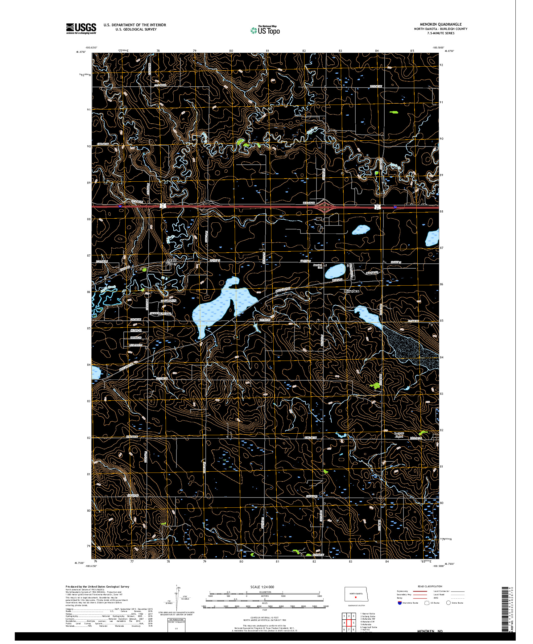 USGS US TOPO 7.5-MINUTE MAP FOR MENOKEN, ND 2017