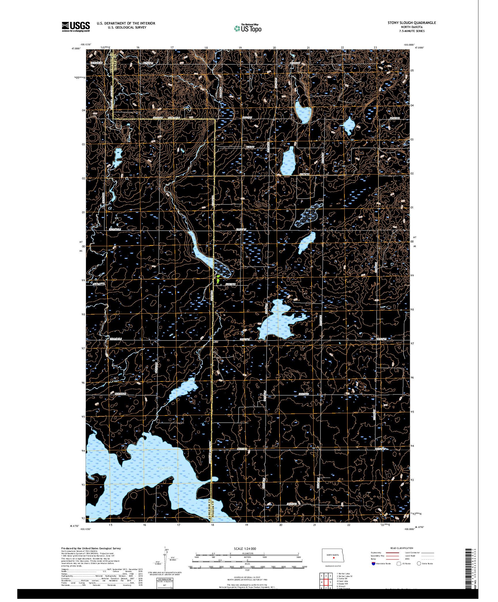 USGS US TOPO 7.5-MINUTE MAP FOR STONY SLOUGH, ND 2017