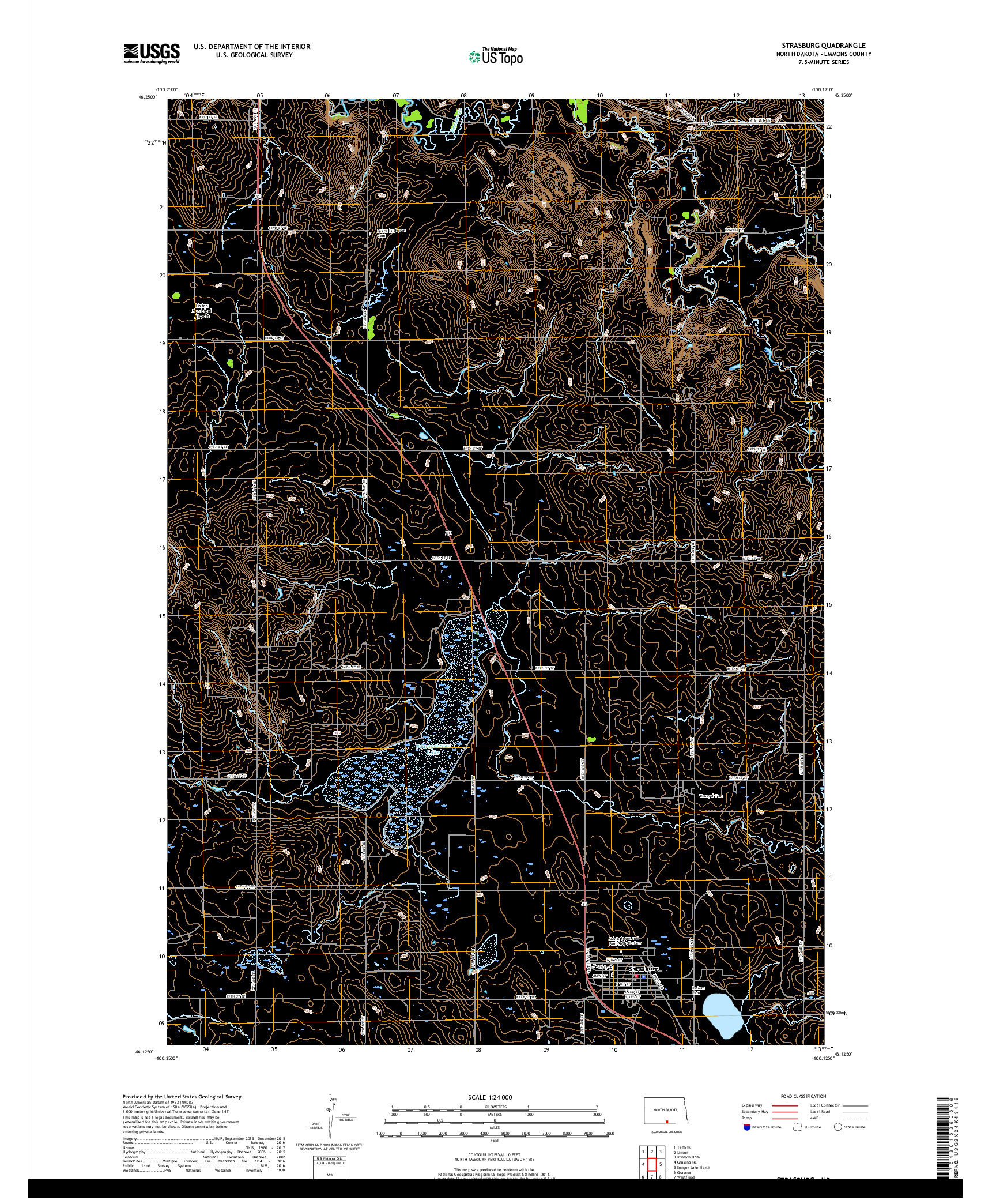 USGS US TOPO 7.5-MINUTE MAP FOR STRASBURG, ND 2017