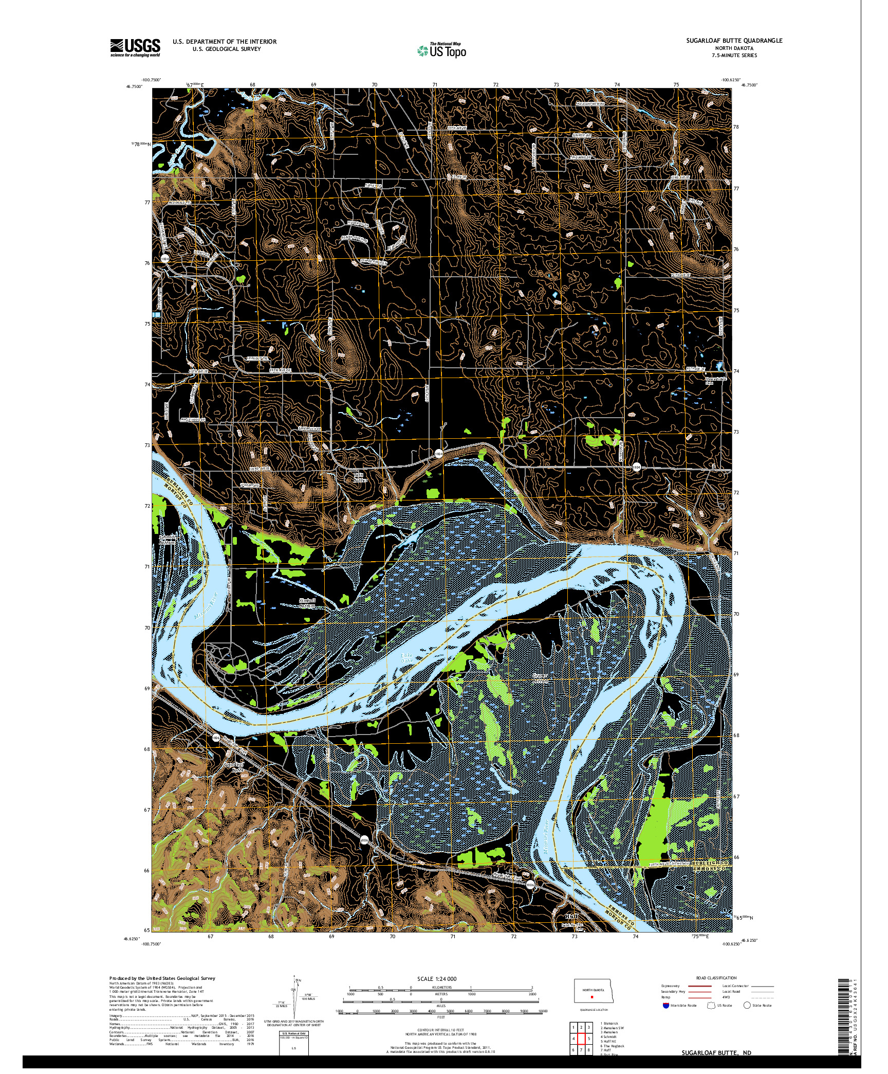 USGS US TOPO 7.5-MINUTE MAP FOR SUGARLOAF BUTTE, ND 2017