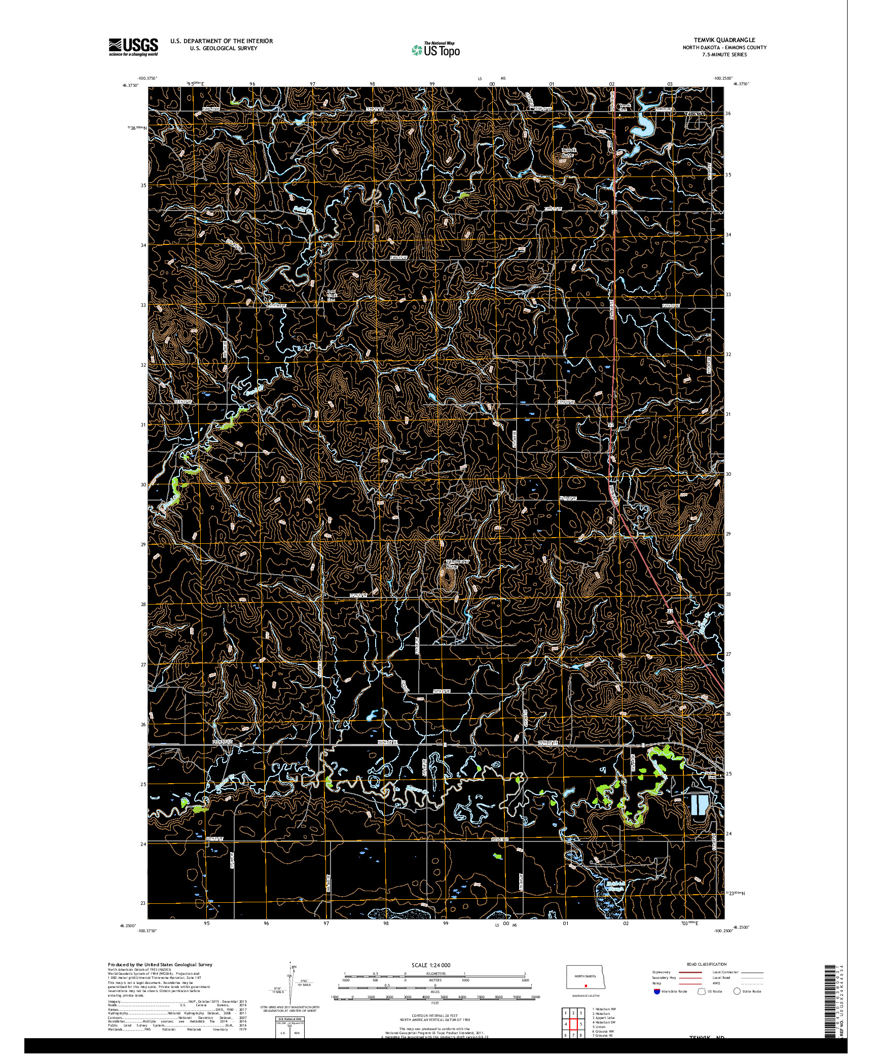 USGS US TOPO 7.5-MINUTE MAP FOR TEMVIK, ND 2017