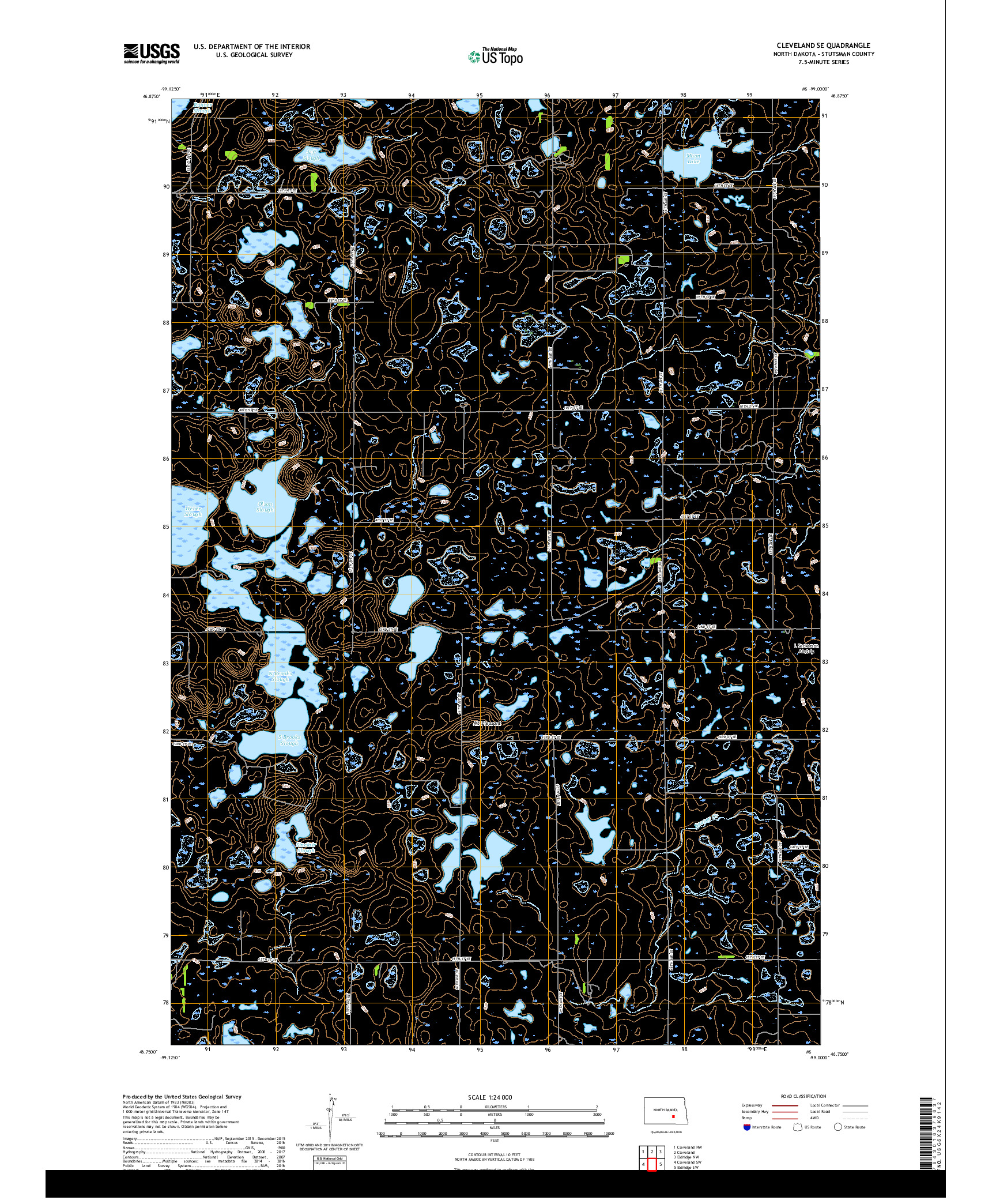 USGS US TOPO 7.5-MINUTE MAP FOR CLEVELAND SE, ND 2017