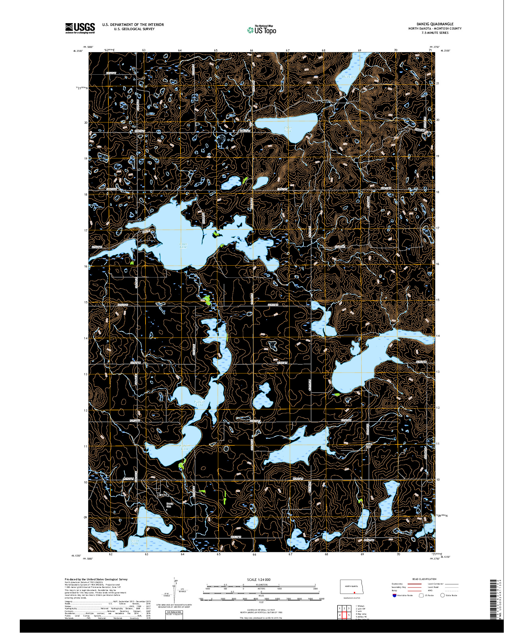 USGS US TOPO 7.5-MINUTE MAP FOR DANZIG, ND 2017