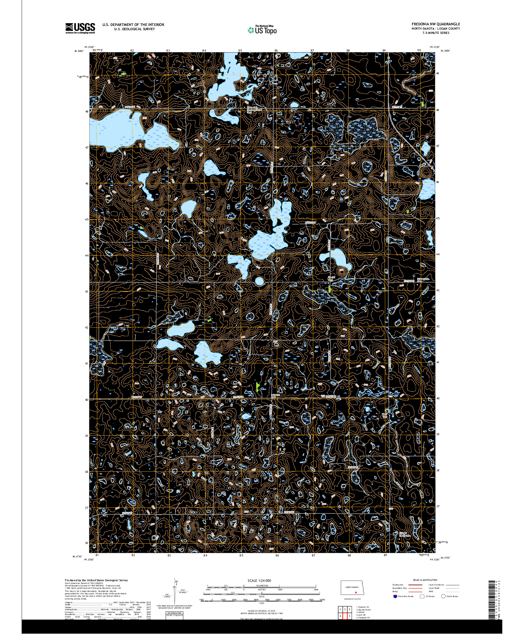 USGS US TOPO 7.5-MINUTE MAP FOR FREDONIA NW, ND 2017