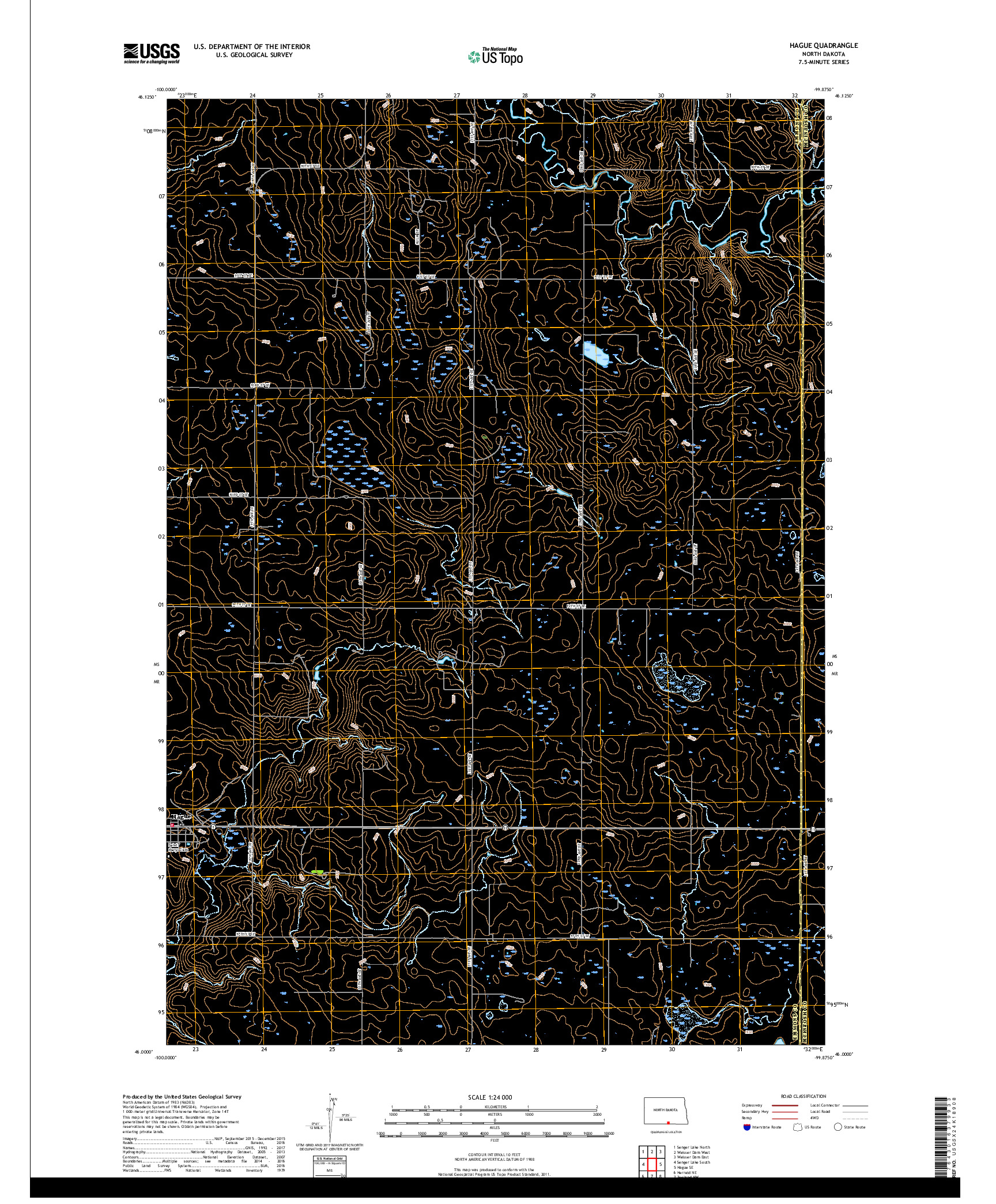 USGS US TOPO 7.5-MINUTE MAP FOR HAGUE, ND 2017