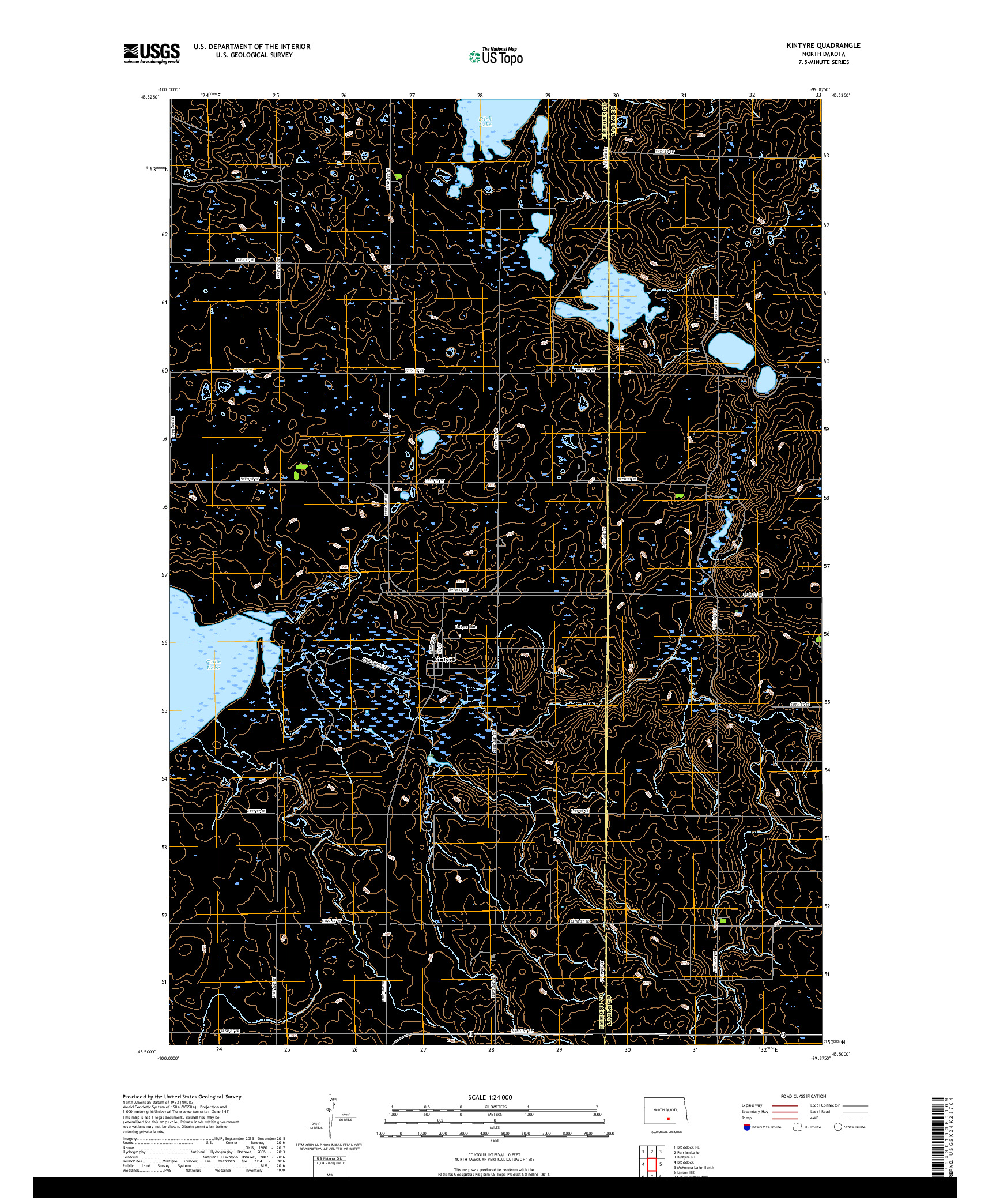 USGS US TOPO 7.5-MINUTE MAP FOR KINTYRE, ND 2017