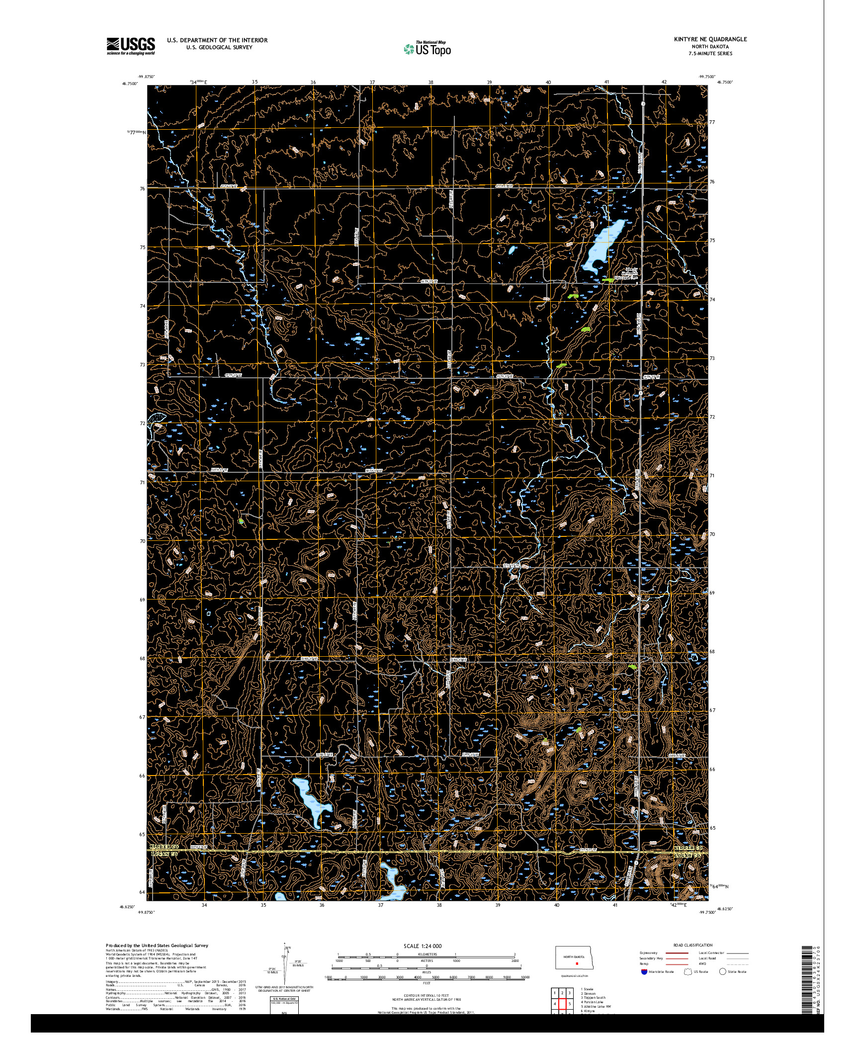 USGS US TOPO 7.5-MINUTE MAP FOR KINTYRE NE, ND 2017