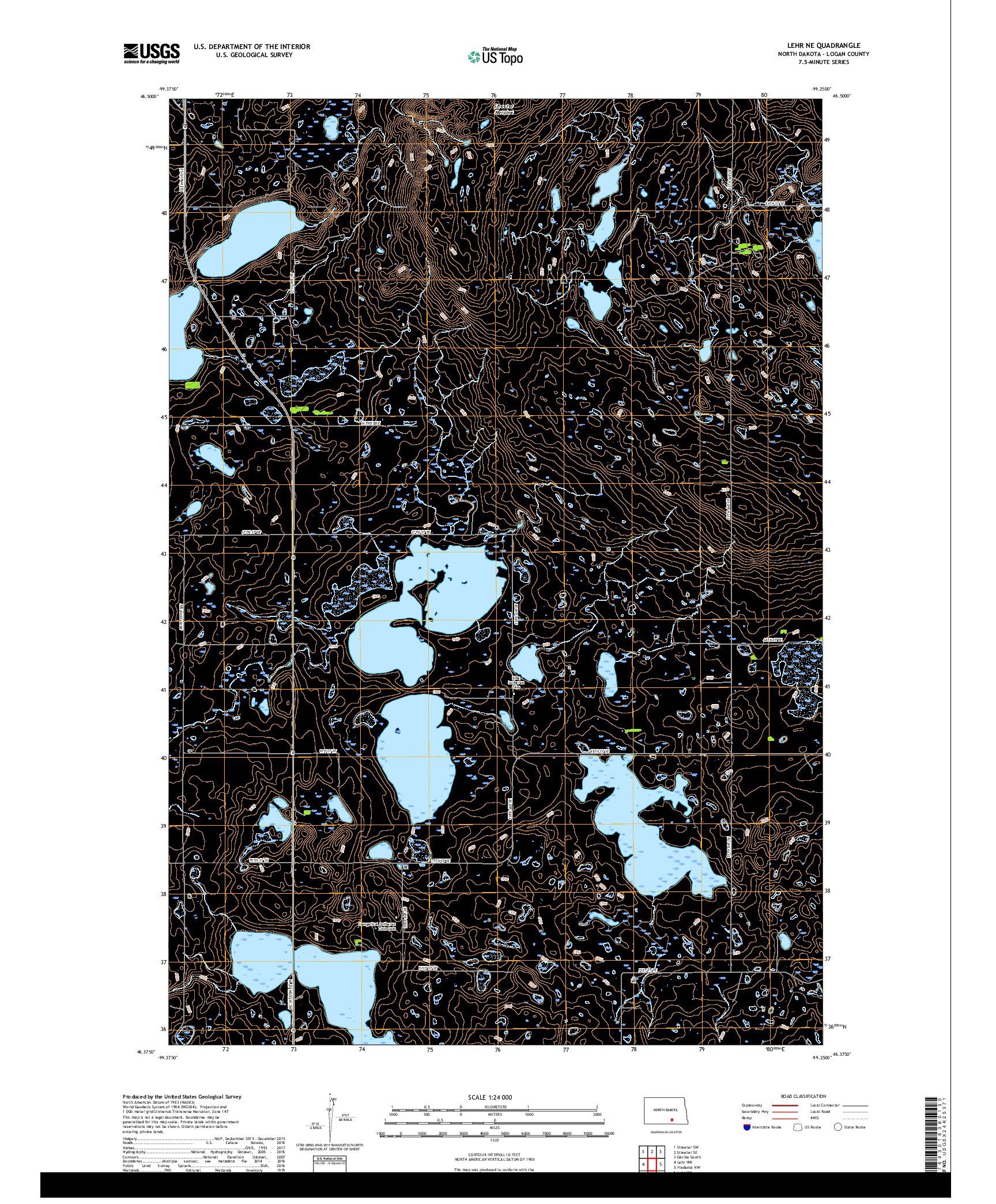 USGS US TOPO 7.5-MINUTE MAP FOR LEHR NE, ND 2017