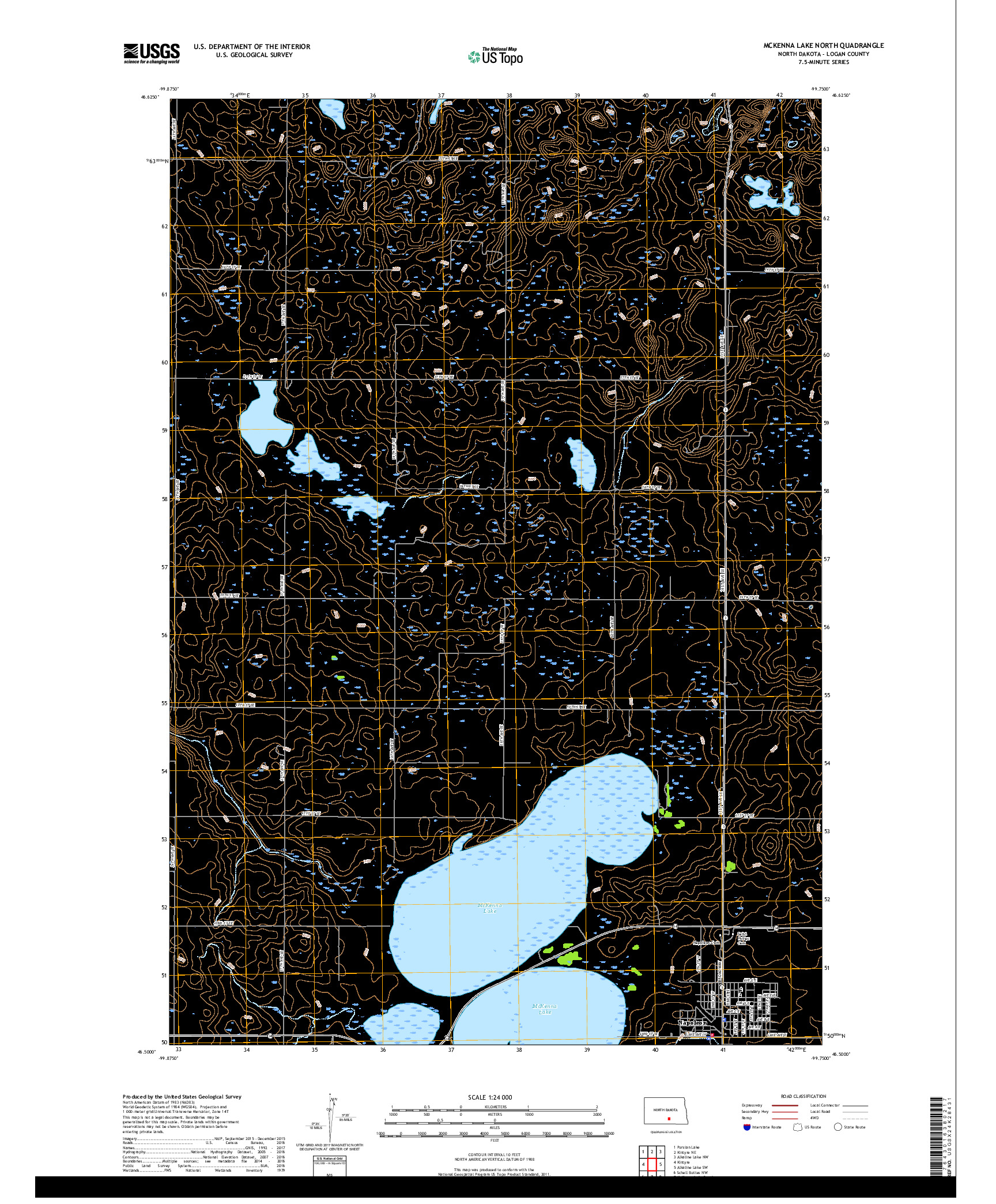 USGS US TOPO 7.5-MINUTE MAP FOR MCKENNA LAKE NORTH, ND 2017