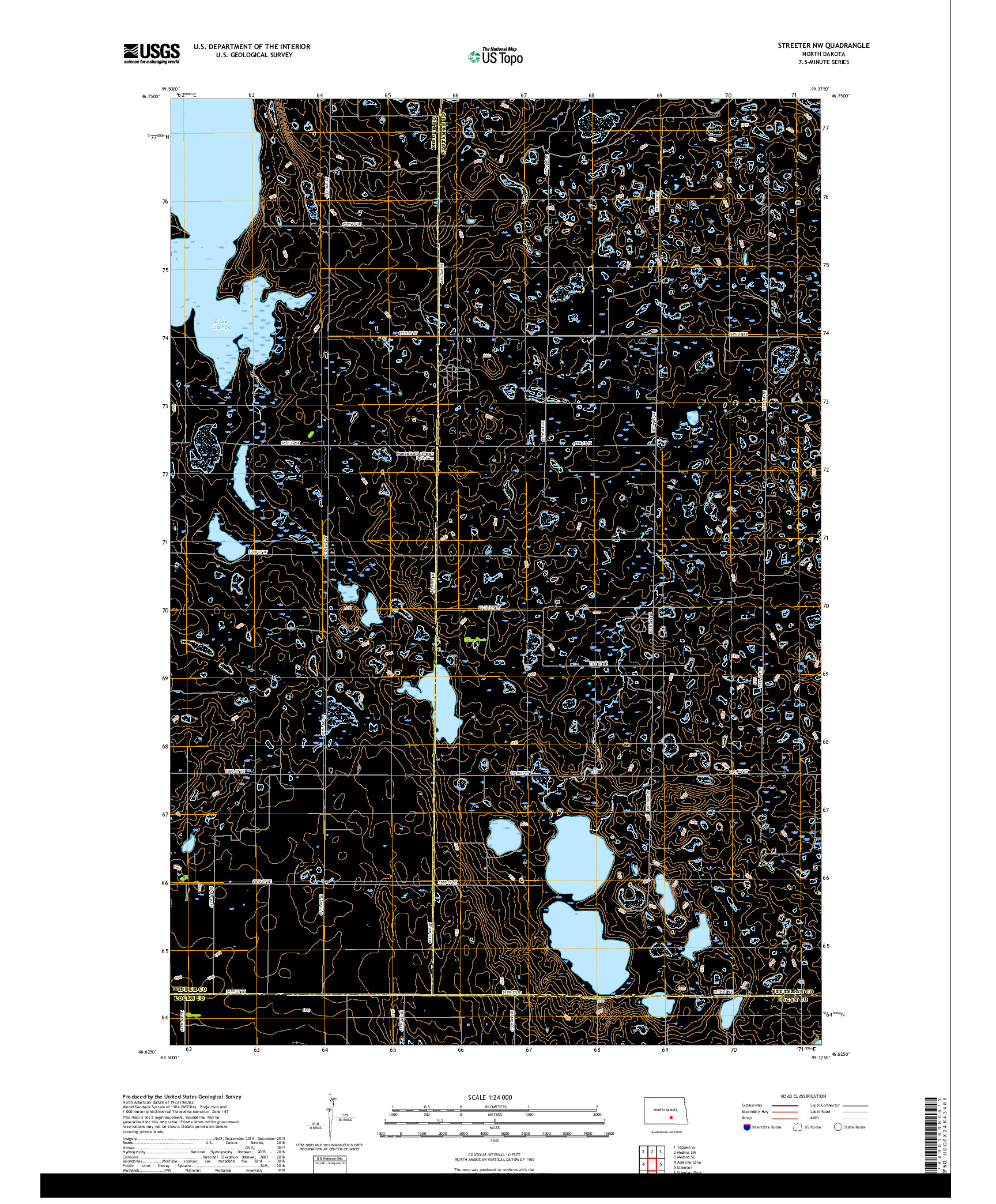 USGS US TOPO 7.5-MINUTE MAP FOR STREETER NW, ND 2017