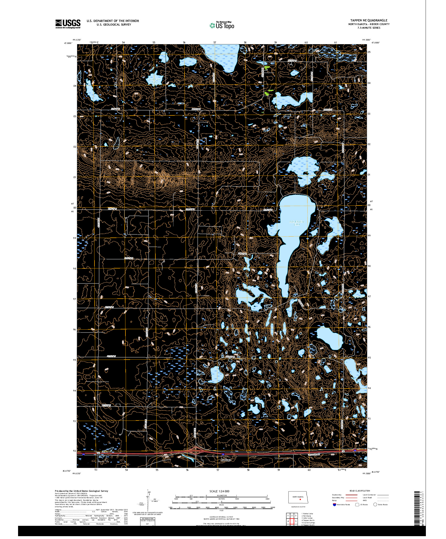 USGS US TOPO 7.5-MINUTE MAP FOR TAPPEN NE, ND 2017