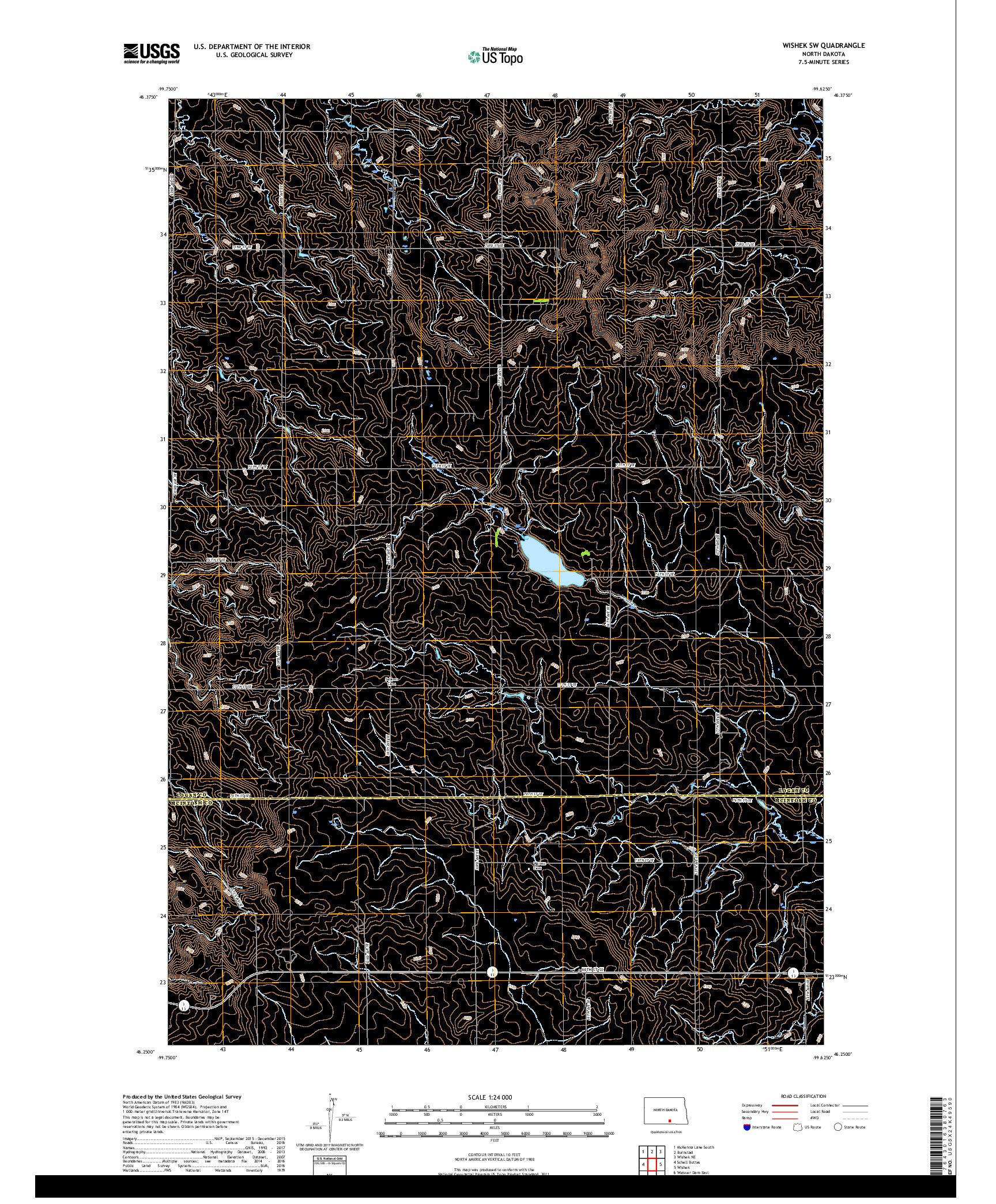 USGS US TOPO 7.5-MINUTE MAP FOR WISHEK SW, ND 2017