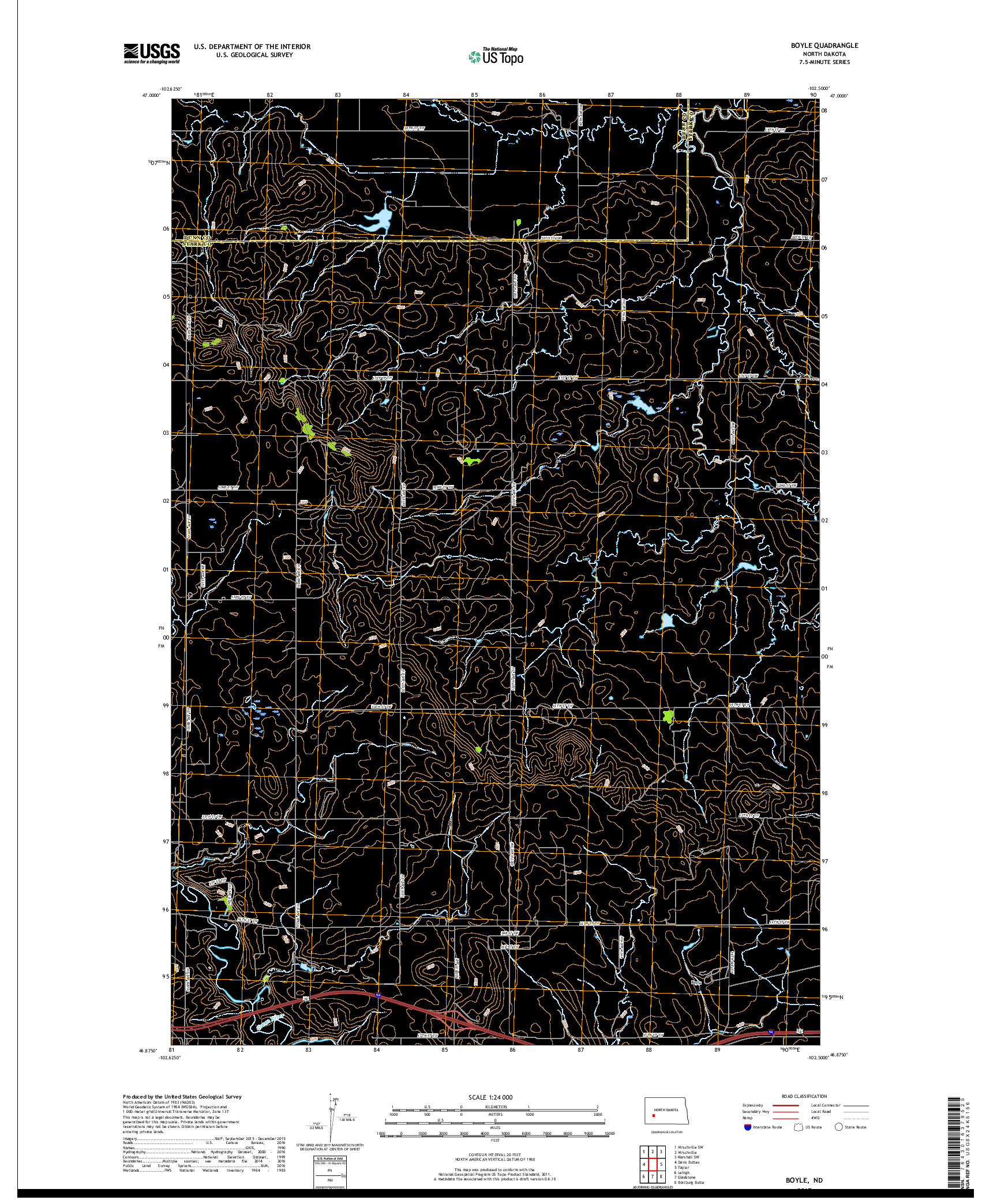 USGS US TOPO 7.5-MINUTE MAP FOR BOYLE, ND 2017