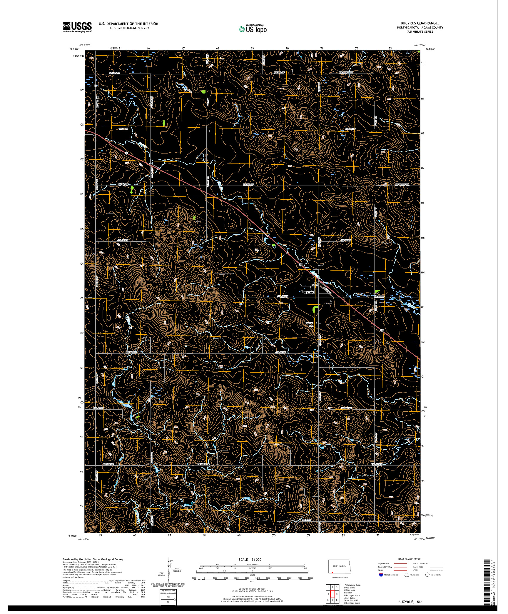 USGS US TOPO 7.5-MINUTE MAP FOR BUCYRUS, ND 2017