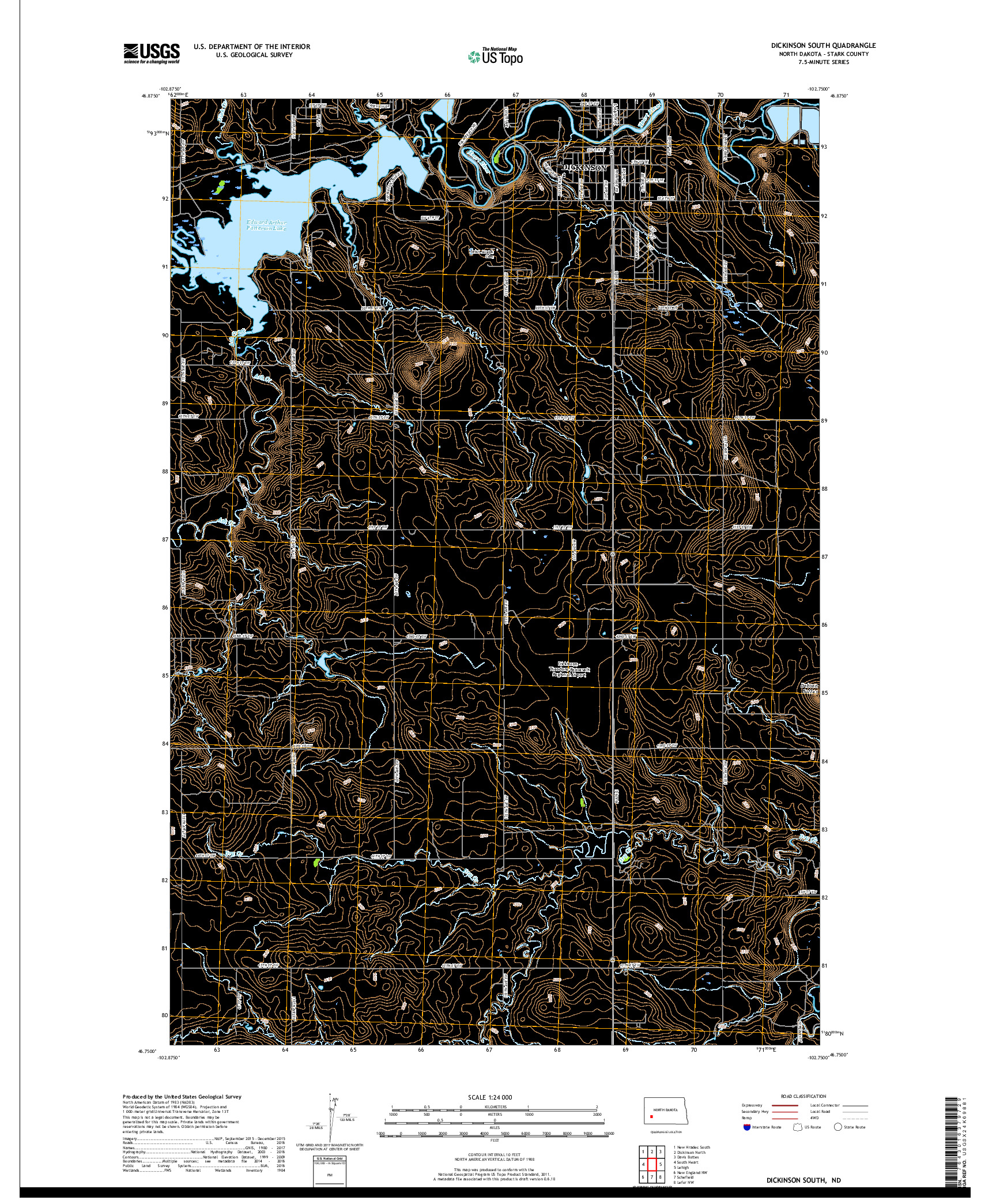 USGS US TOPO 7.5-MINUTE MAP FOR DICKINSON SOUTH, ND 2017