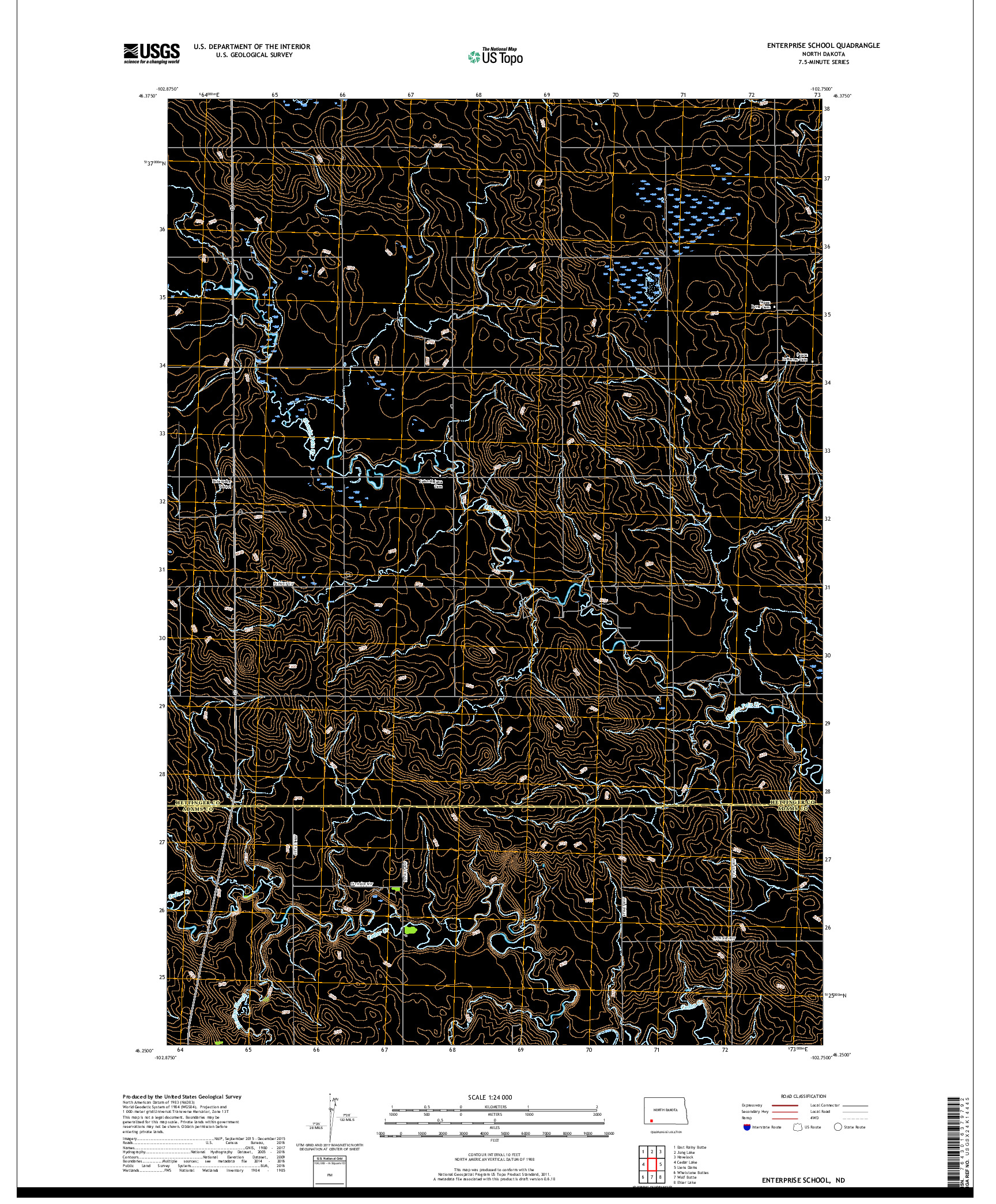 USGS US TOPO 7.5-MINUTE MAP FOR ENTERPRISE SCHOOL, ND 2017