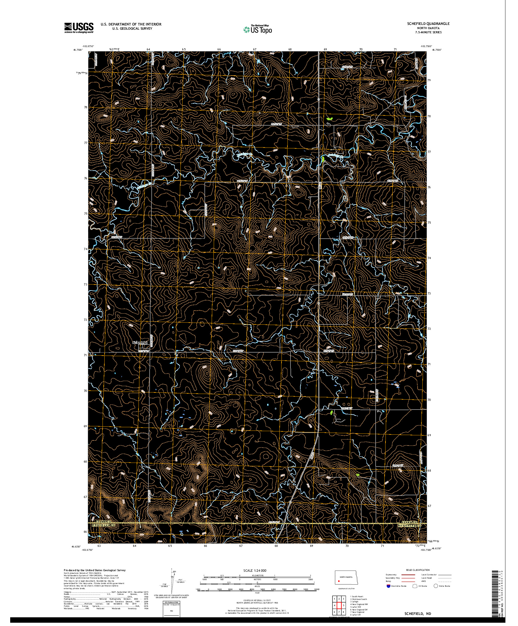 USGS US TOPO 7.5-MINUTE MAP FOR SCHEFIELD, ND 2017