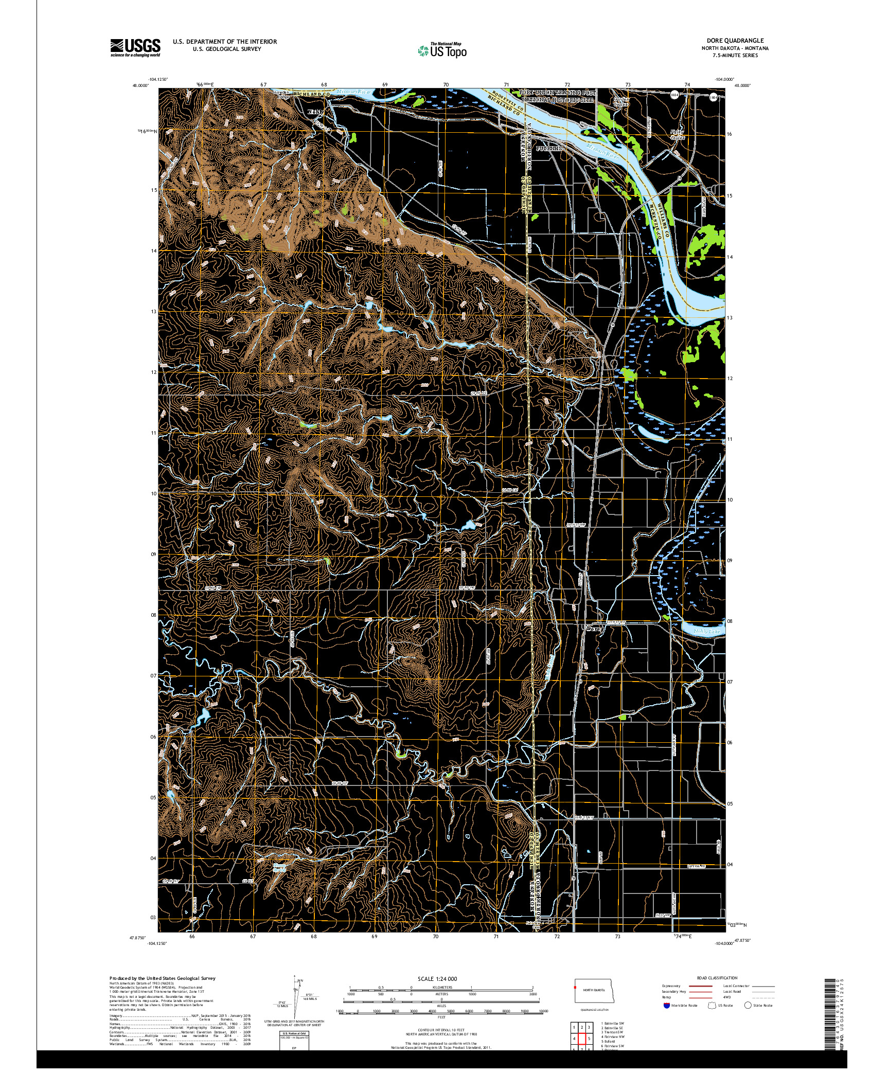 USGS US TOPO 7.5-MINUTE MAP FOR DORE, ND,MT 2017